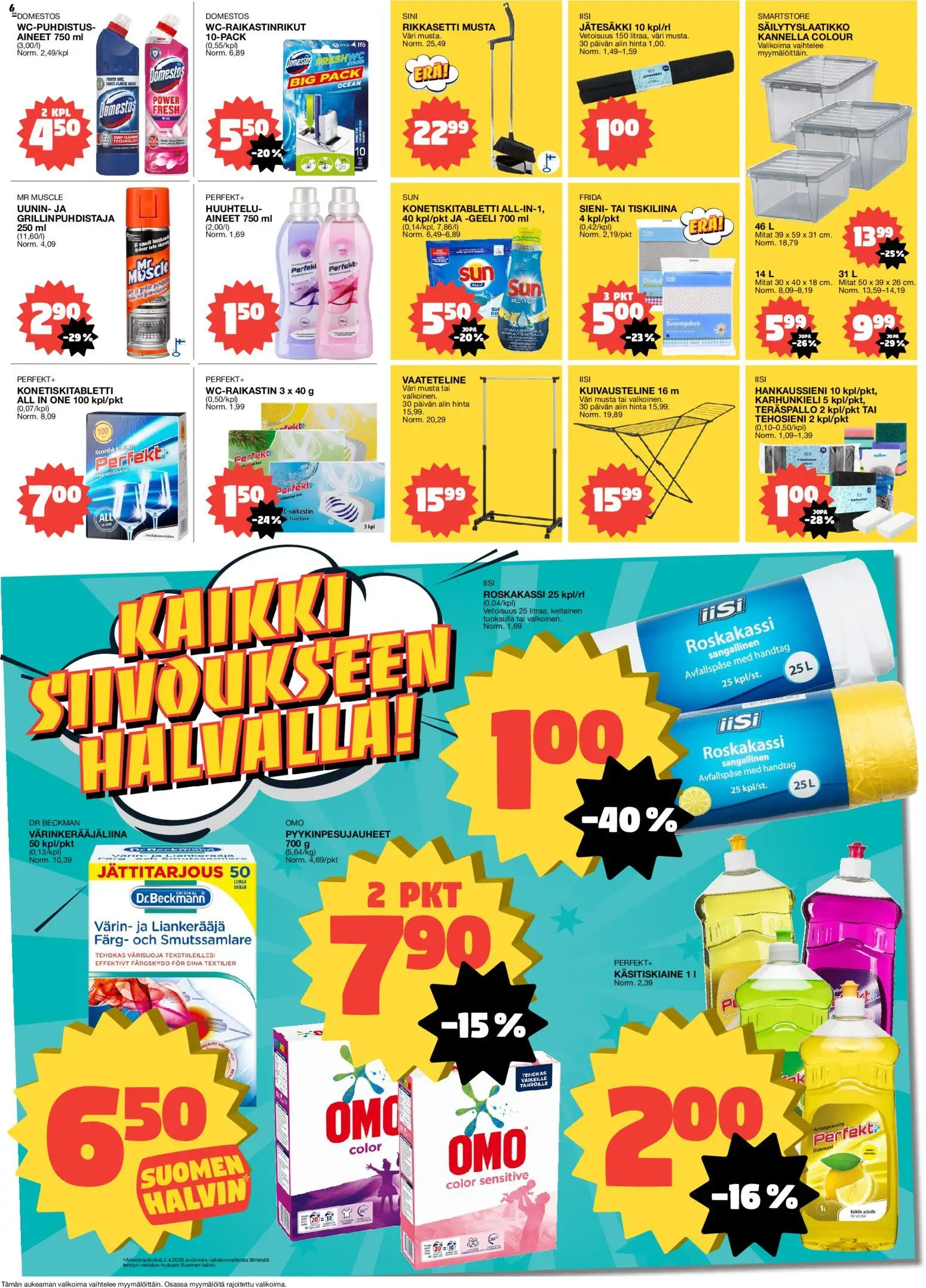Tokmanni tarjoukset – voimassa 20.04.2026 alkaen | Sivu: 6 | Tuotteet: Sieni, Wc-raikastin