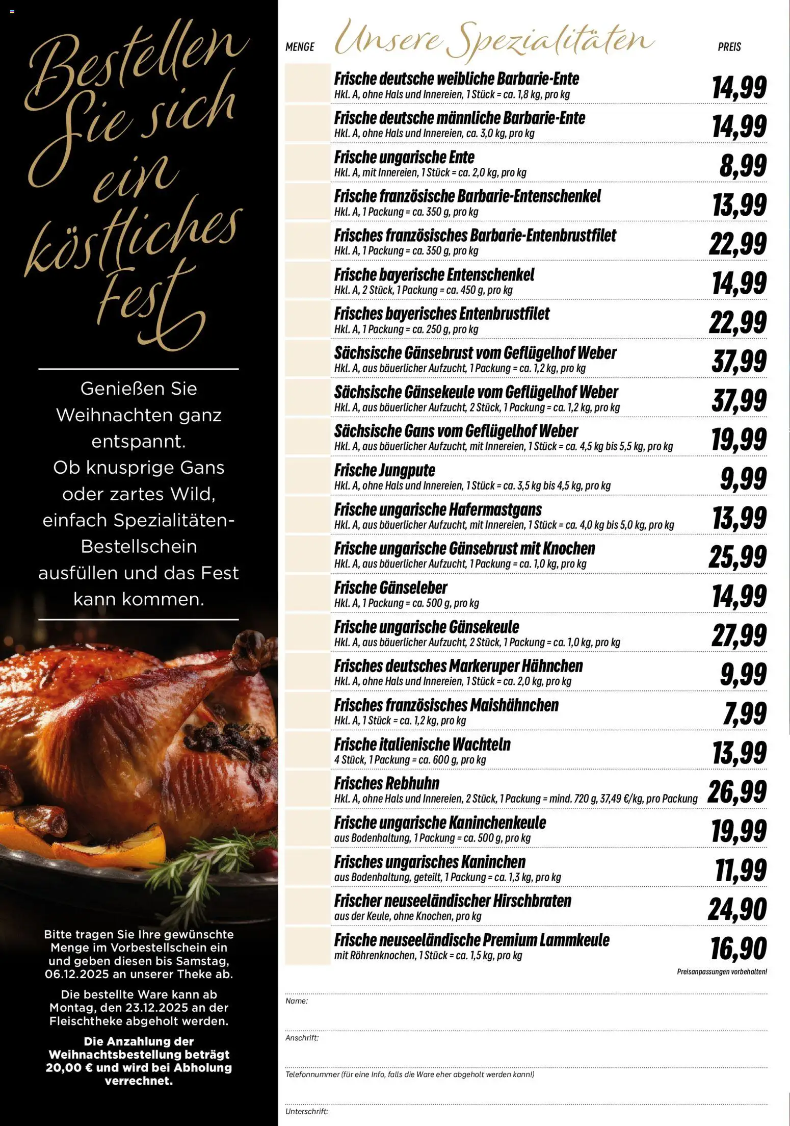 Simmel Prospekt 	 – gültig ab 01.12.2025 | Seite: 6 | Produkte: Lammkeule, Hahnchen, Theke, Ente