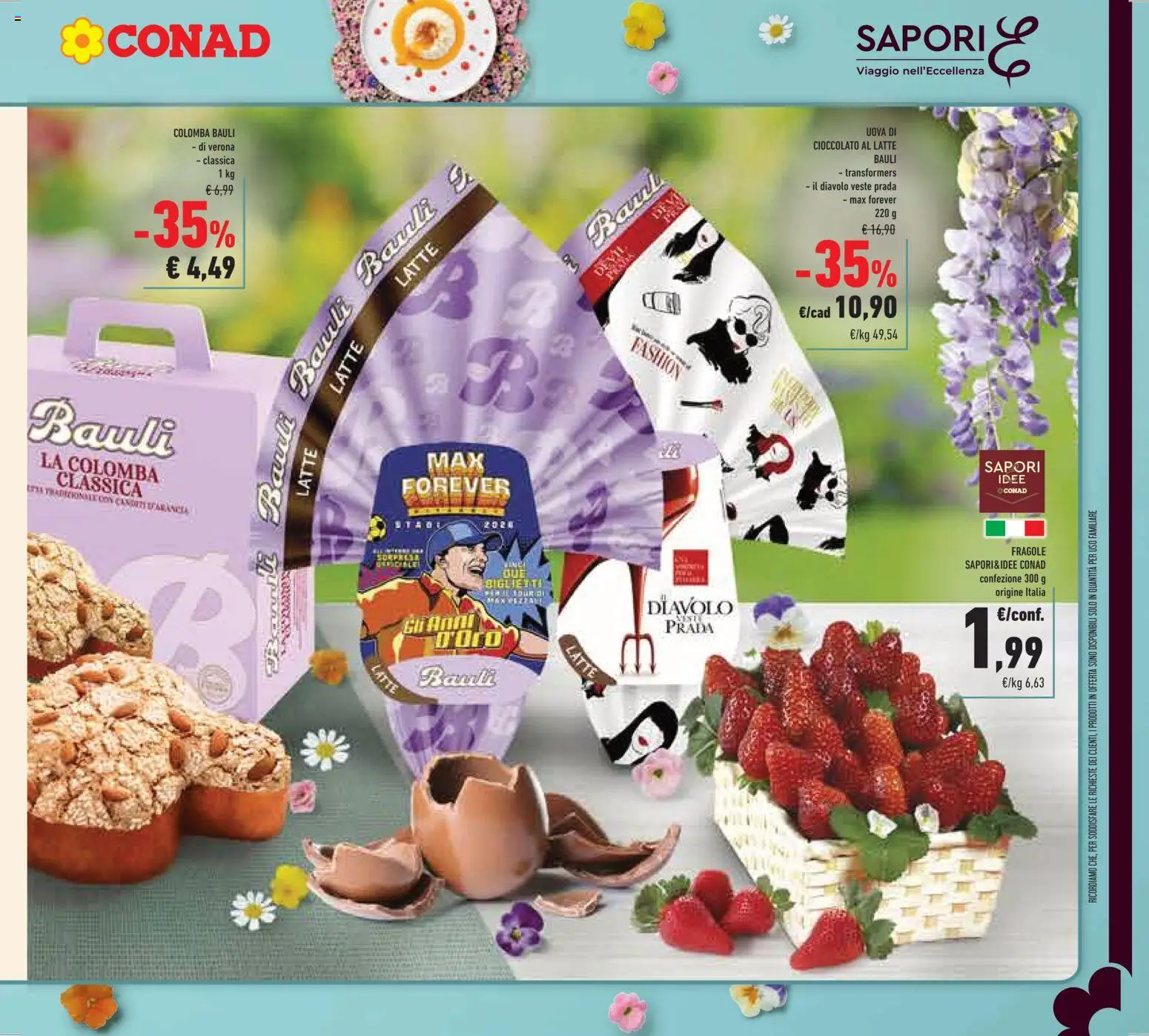 Volantino Conad del 25.03.2026 | Pagina: 3 | Prodotti: Uova, Cioccolato, Fragole, Latte