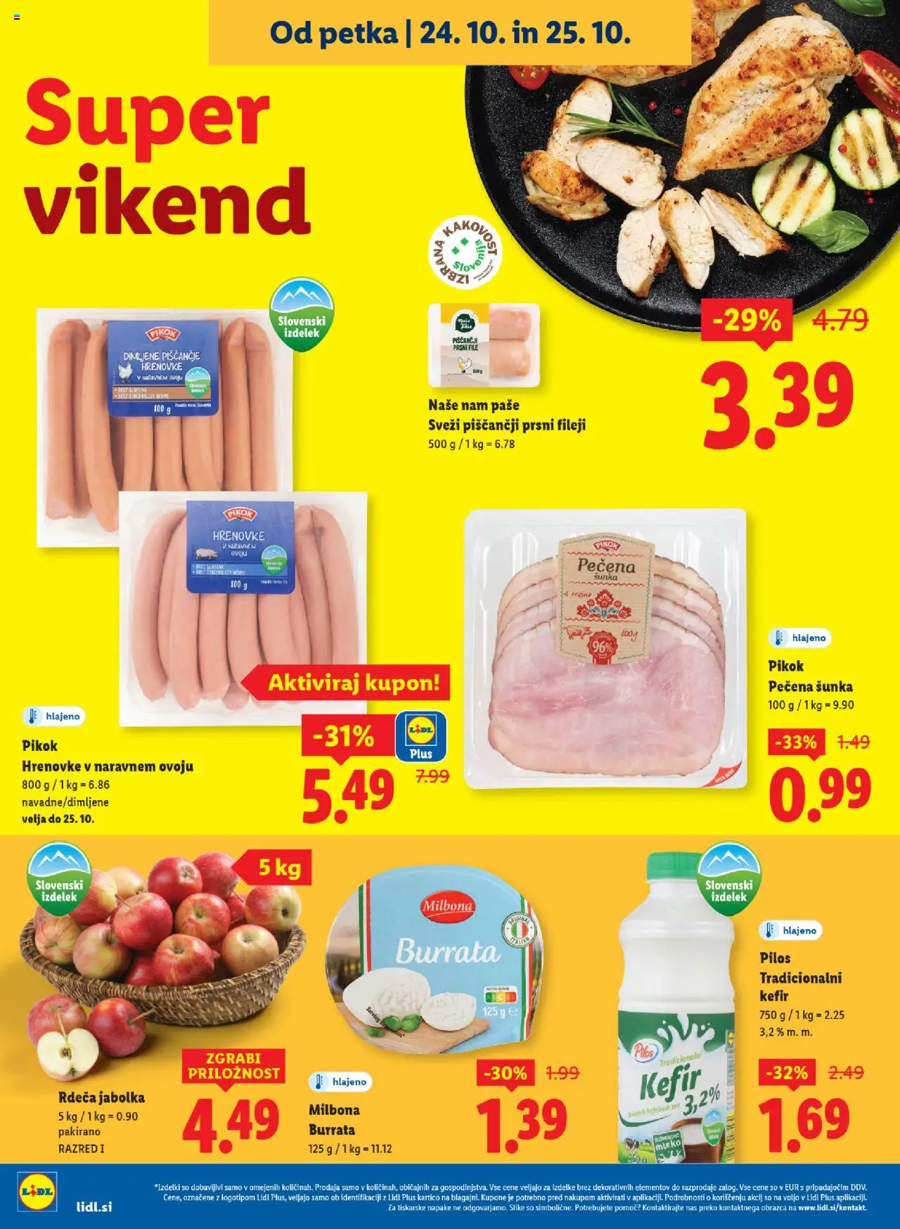 Novi Lidl katalog ponudbe – veljaven od 23.10.2025 | Stran: 40 | Izdelki: Hrenovke, Kefir, Sunka, Jabolka