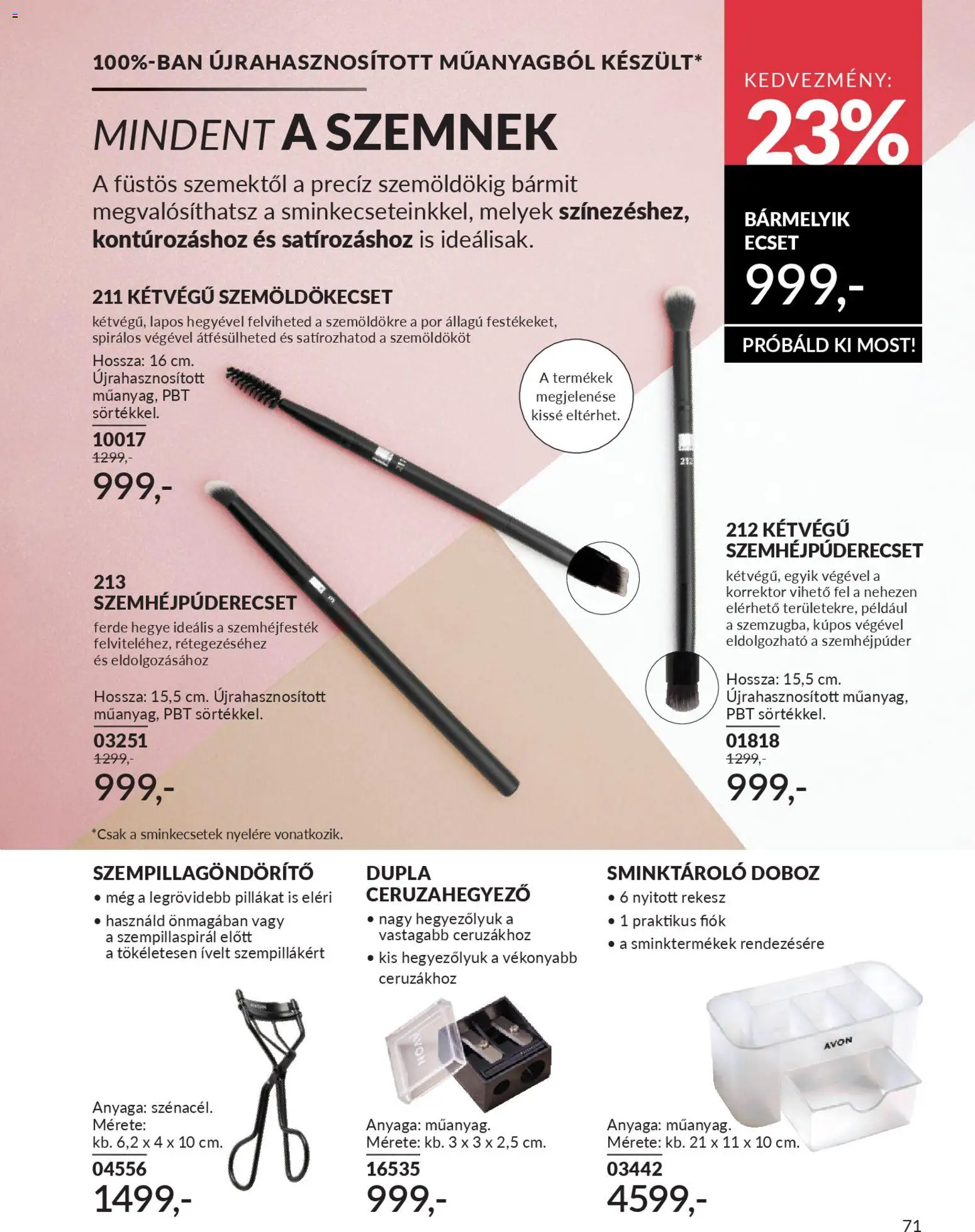 Avon akciós ujság - amely érvényes a következő dátumtól: 01.01.2026 | Oldal: 73 | Termékek: Szempillaspirál, Ceruzahegyező, Korrektor, Ecset