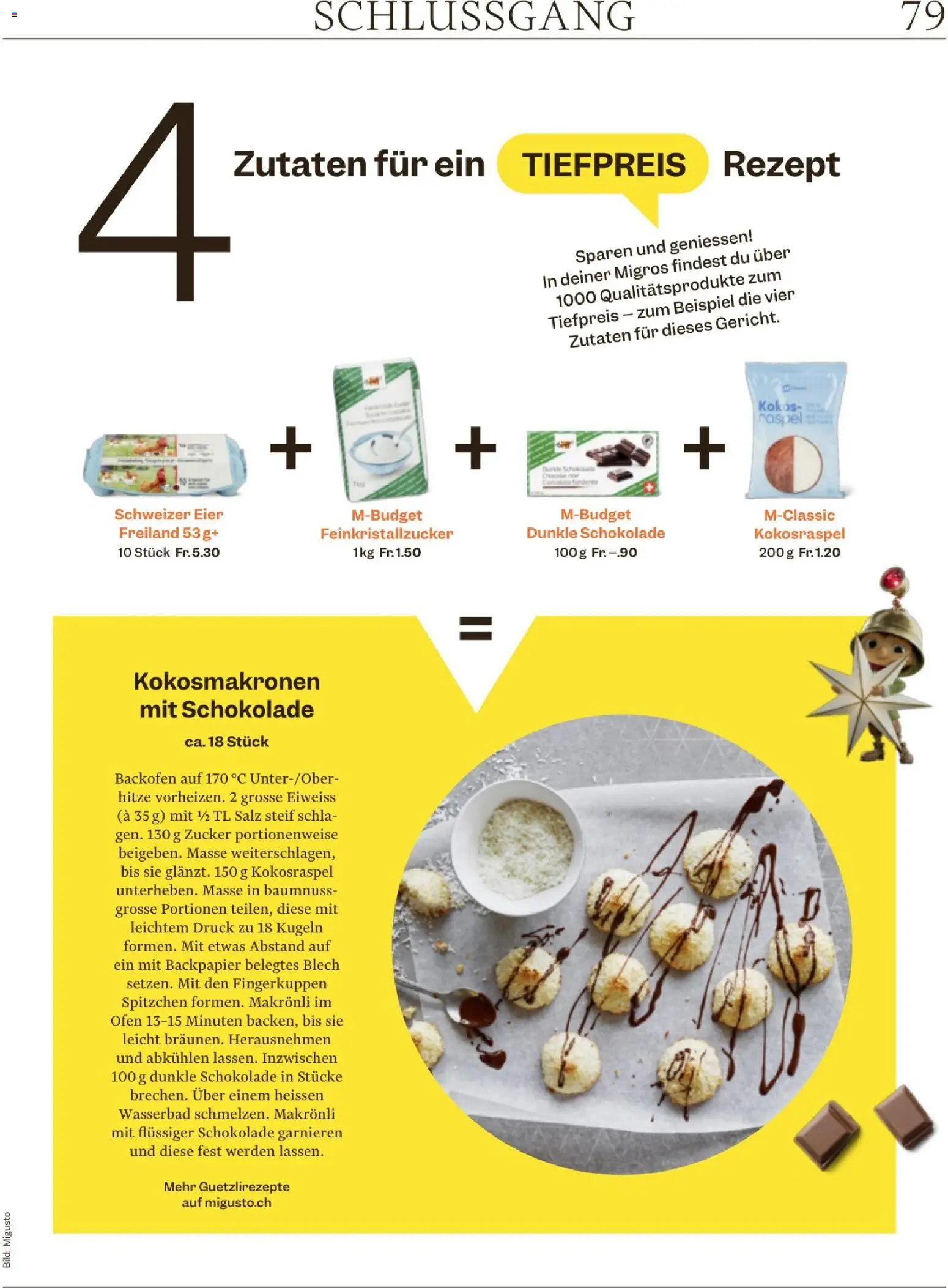 Migros Magazin – gültig ab 24.11.2025 | Seite: 79 | Produkte: Dunkle schokolade, Eier, Salz, Ofen