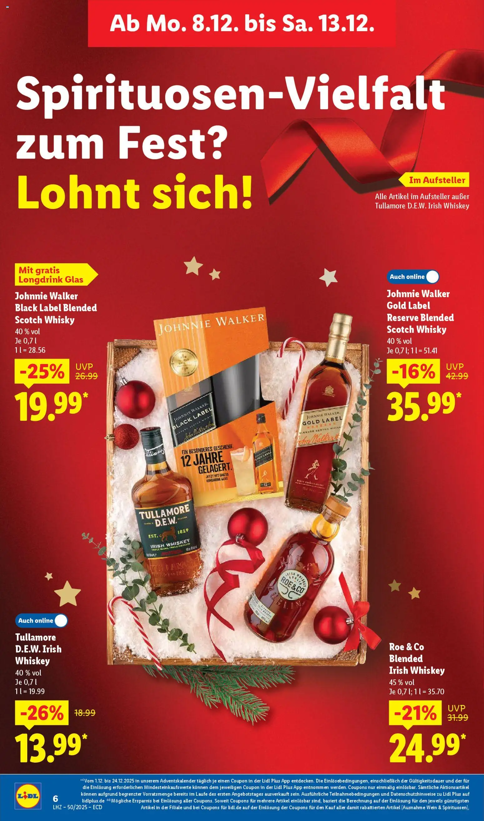 Lidl - Prospekt – gültig ab 08.12.2025 | Seite: 14 | Produkte: Whisky, Wein, Whiskey, Johnnie walker