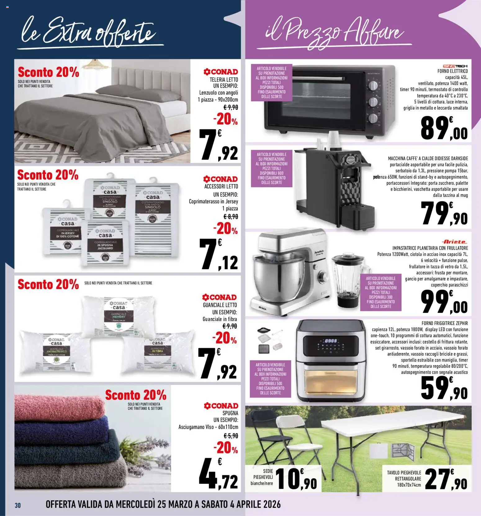 Volantino Conad del 25.03.2026 | Pagina: 30 | Prodotti: Spugna, Vassoio, Ciotola, Coprimaterasso