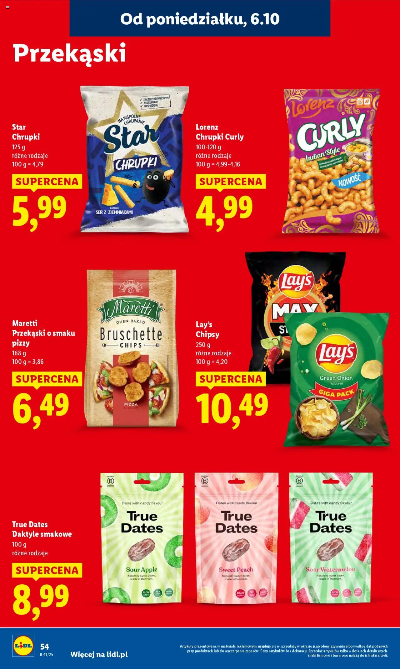 Lidl Gazetka od 06.10.2025 | Strona: 56 | Produkty: Daktyle, Chrupki, Ser, Pizza