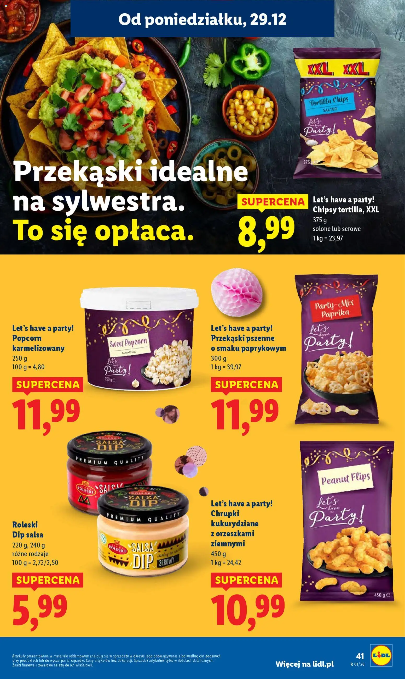 Lidl Gazetka od 29.12.2025 | Strona: 41 | Produkty: Chipsy, Chrupki, Tortilla, Popcorn