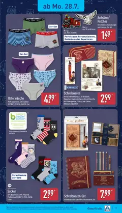 Aldi Prospekt 	 - gültig ab dem 28.07.2025 | Seite: 17 | Produkte: Unterwäsche, Socken, Notizbuch