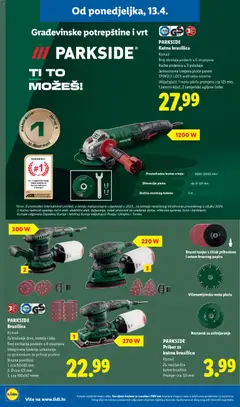 Lidl Katalog - Pregled kataloga iz trgovine Lidl, vrijedi od 13.04.2026 | Stranica: 32 | Proizvodi: Brusilica, Kutna brusilica, Parkside