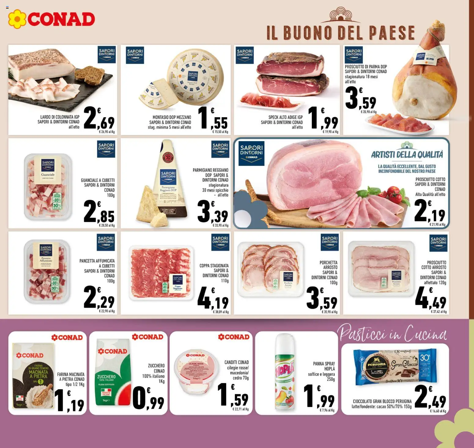 Volantino Conad del 11.03.2026 | Pagina: 7 | Prodotti: Prosciutto di Parma, Prosciutto Cotto, Panna, Zucchero