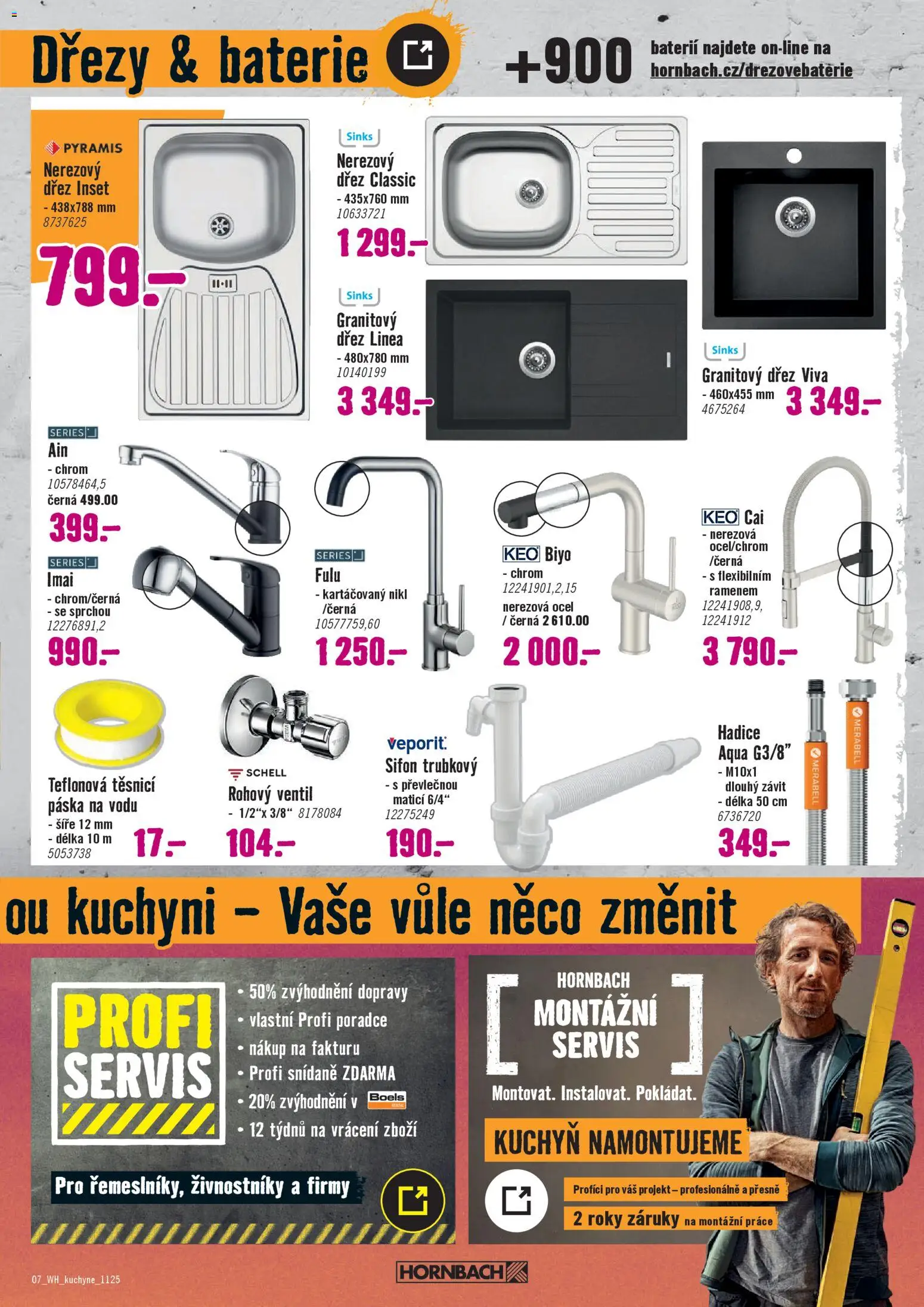 HORNBACH leták - Srdce domova od 12.11.2025 | Strana: 7 | Produkty: Dřez, Hadice, Baterie