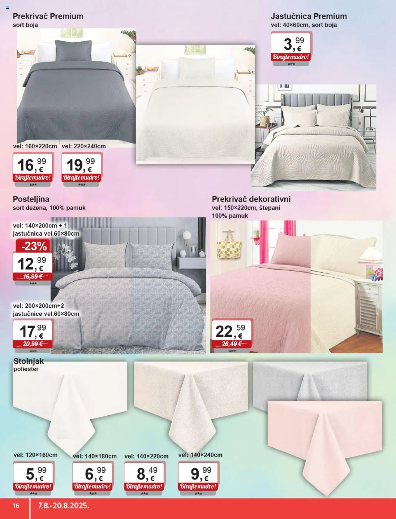 KTC katalog | vrijedi od 07.08.2025 | Stranica: 4 | Proizvodi: Stolnjak, Jastučnica, Posteljina