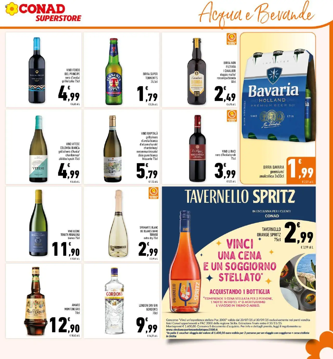 Volantino Conad del 27.08.2025 | Pagina: 15 | Prodotti: Tennent's, Acqua, Vino, Amaro
