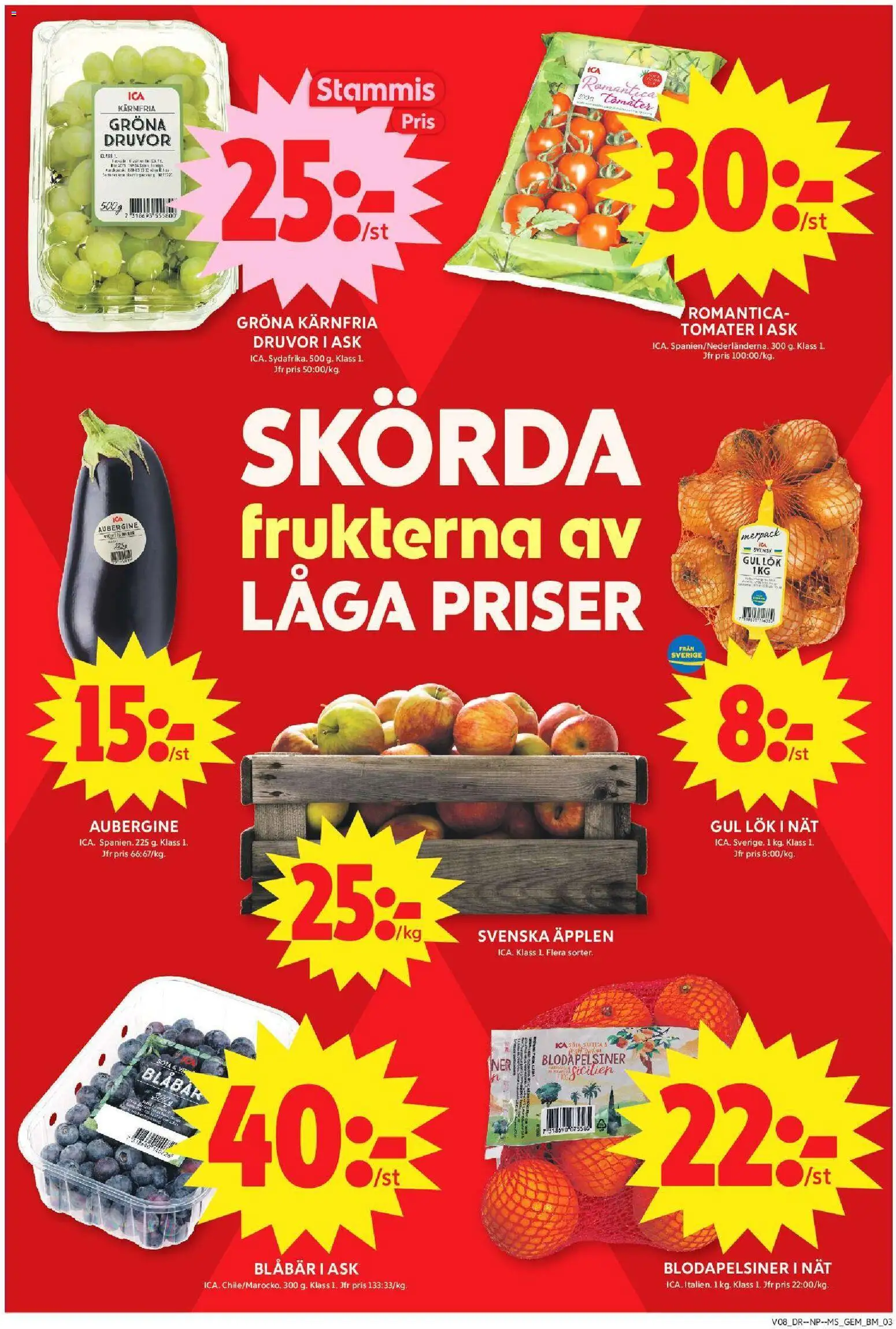 ICA Maxi reklamblad aktuell från 16.02.2026 | Sida: 3 | Produkter: Gul lök, Äpplen, Blåbär, Aubergine