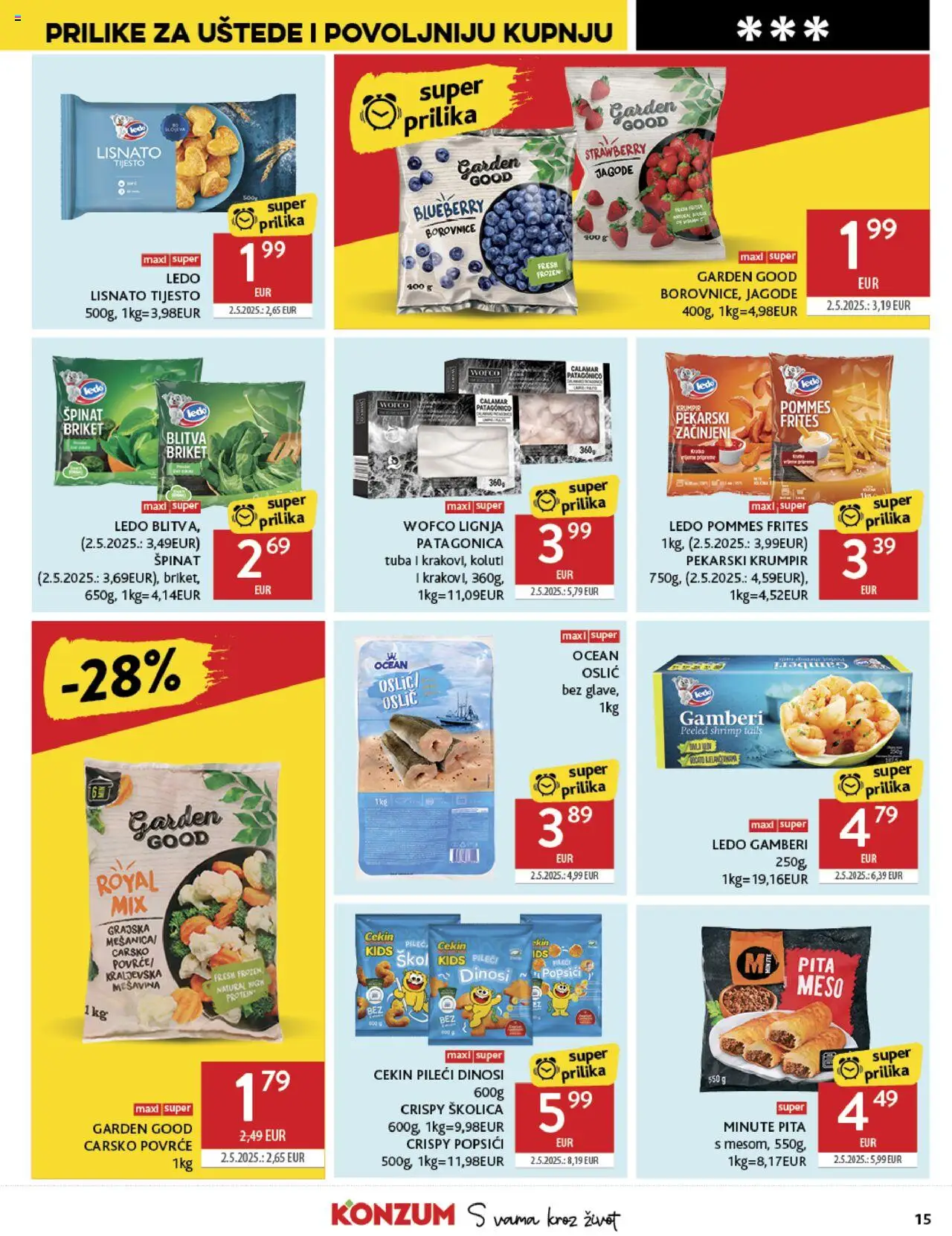 Konzum HR akciós ujság - amely érvényes a következő dátumtól: 09.07.2025 | Oldal: 15 | Termékek: Protein, Pita, Puff