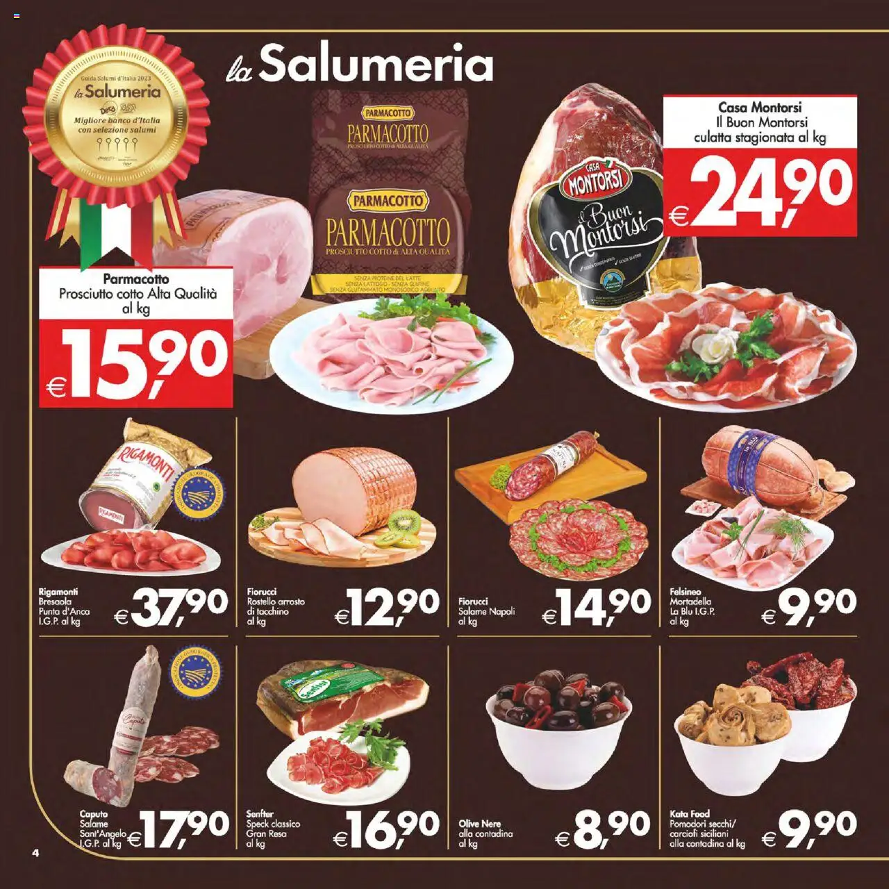 Volantino Decò del 12.08.2025 | Pagina: 4 | Prodotti: Prosciutto Cotto, Salame, Tacchino, Latte