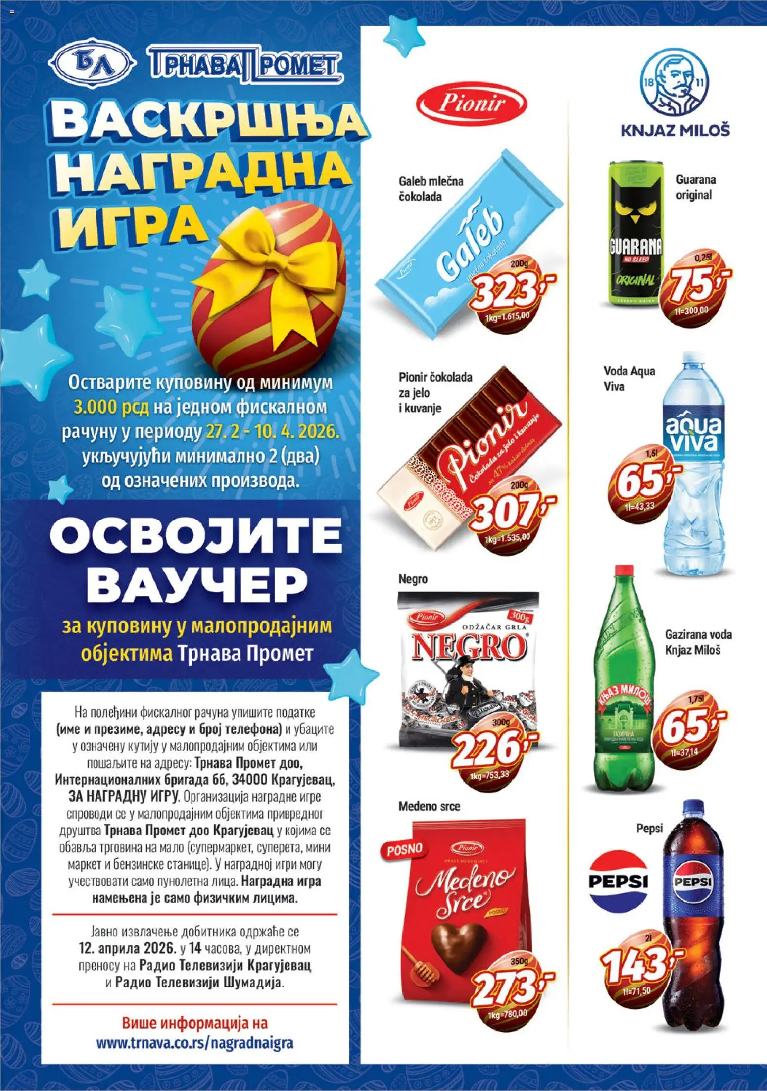 Trnava Promet katalog - važi od 06.03.2026 | Strana: 14 | Proizvode: Voda, Guarana, Čokolada, Pepsi