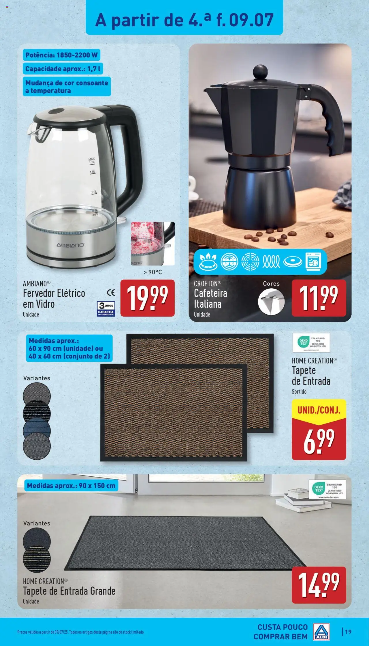 Aldi folheto │ válido de 07.07.2025 | Página: 19 | Produtos: Cafeteira, Tapete