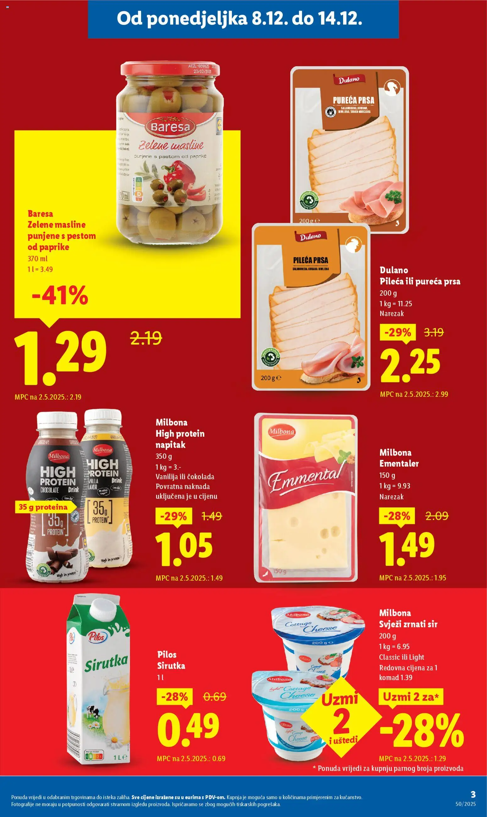 Lidl katalog | vrijedi od 08.12.2025 | Stranica: 3 | Proizvodi: Sir, Čokolada, Masline, Narezak