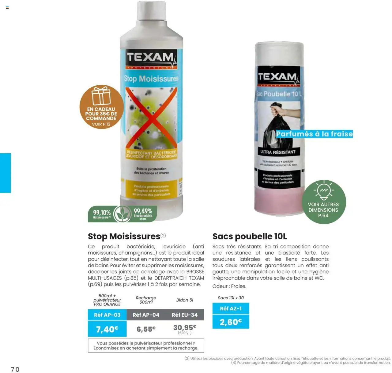  | Page: 70 | Produits: Poubelle, Orange, Désodorisant, Brosse