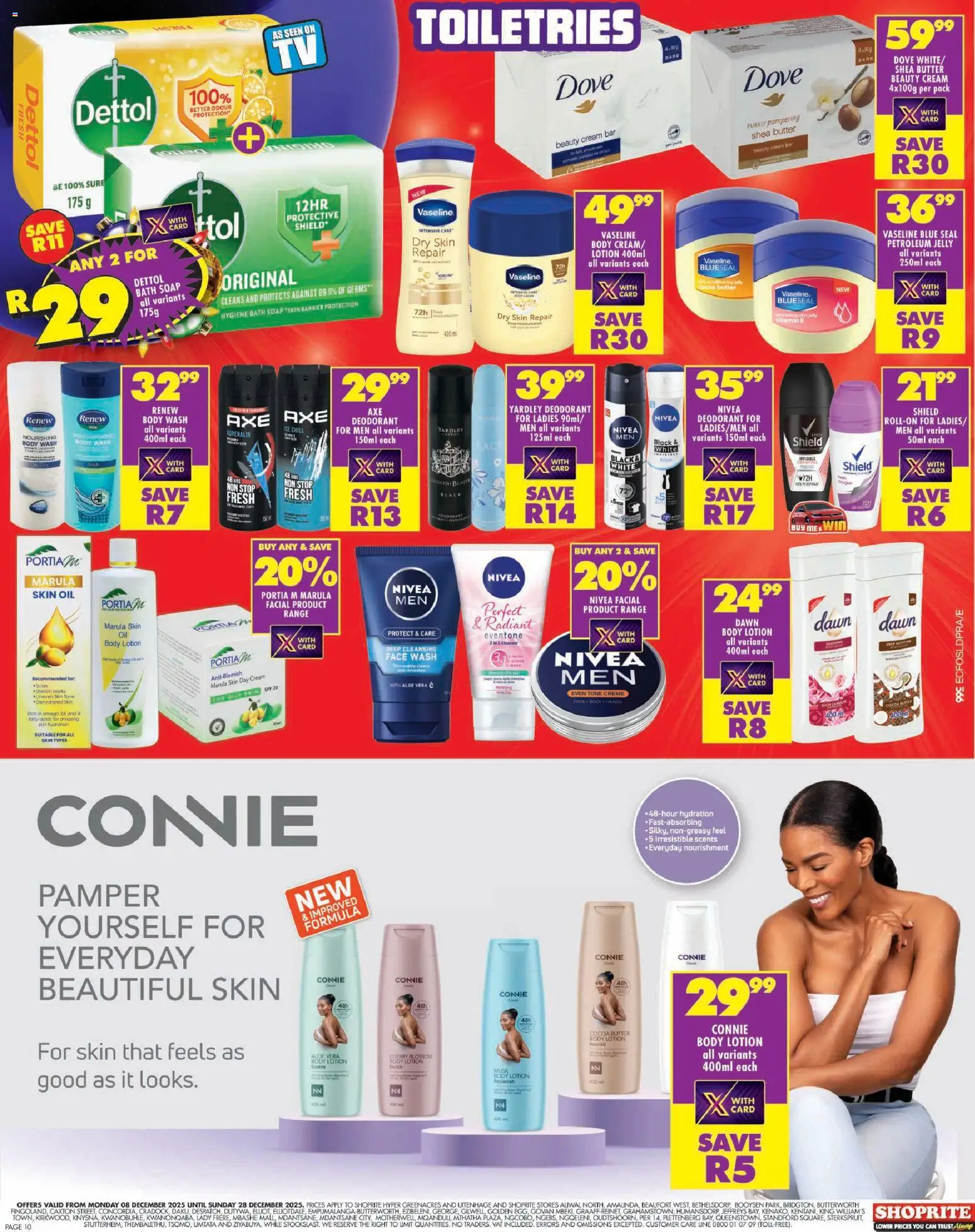 New Shoprite catalogue – valid from 08.12.2025 | Page: 10 | Products: Butter, Soap, Body wash, Lotion