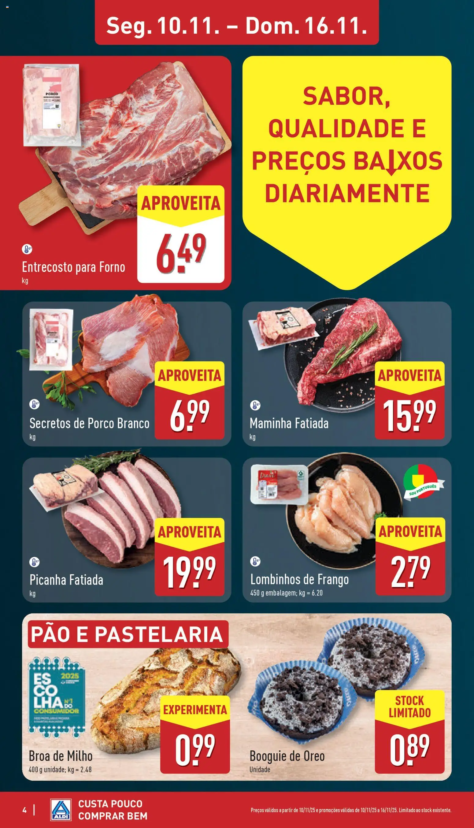 Aldi folheto │ válido de 10.11.2025 | Página: 4 | Produtos: Forno, Frango, Pão, Milho