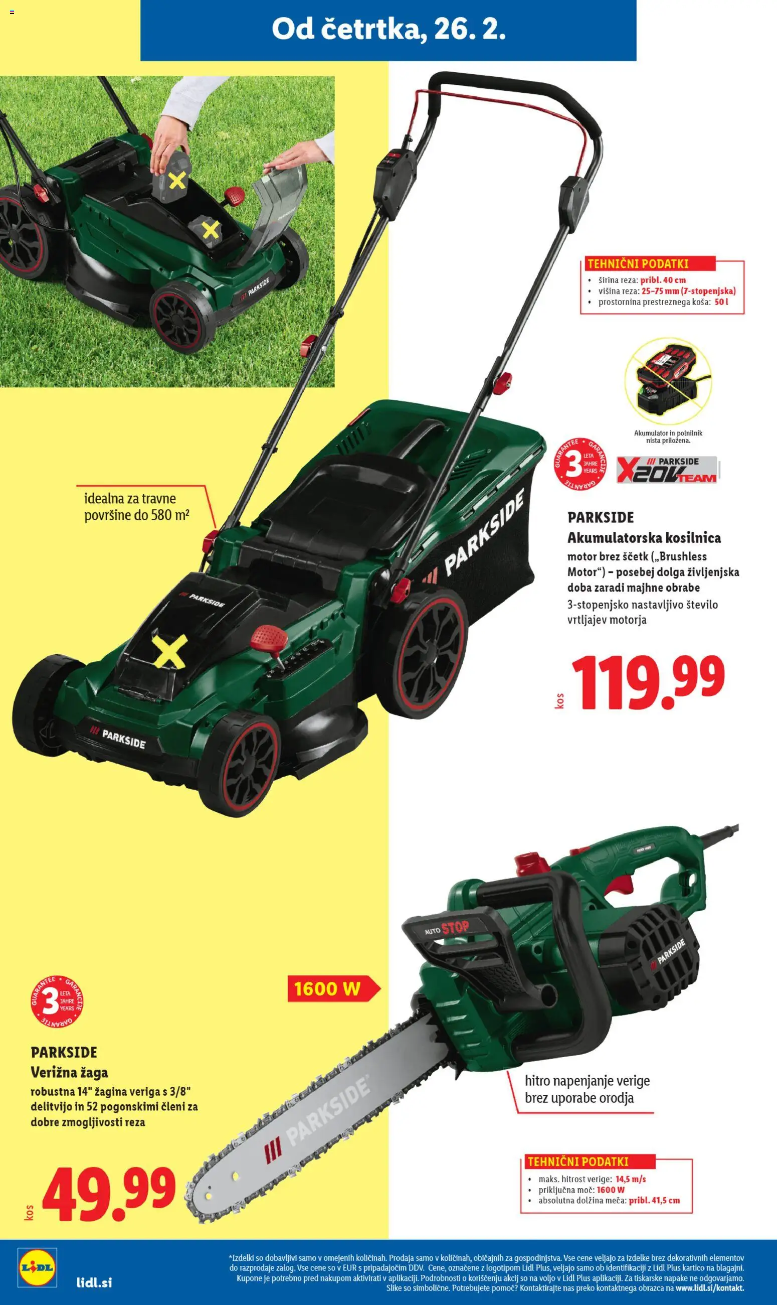 Novi Lidl katalog ponudbe – veljaven od 20.04.2026 | Stran: 6 | Izdelki: Kosilnica, Verižna žaga, Akumulator, Polnilnik