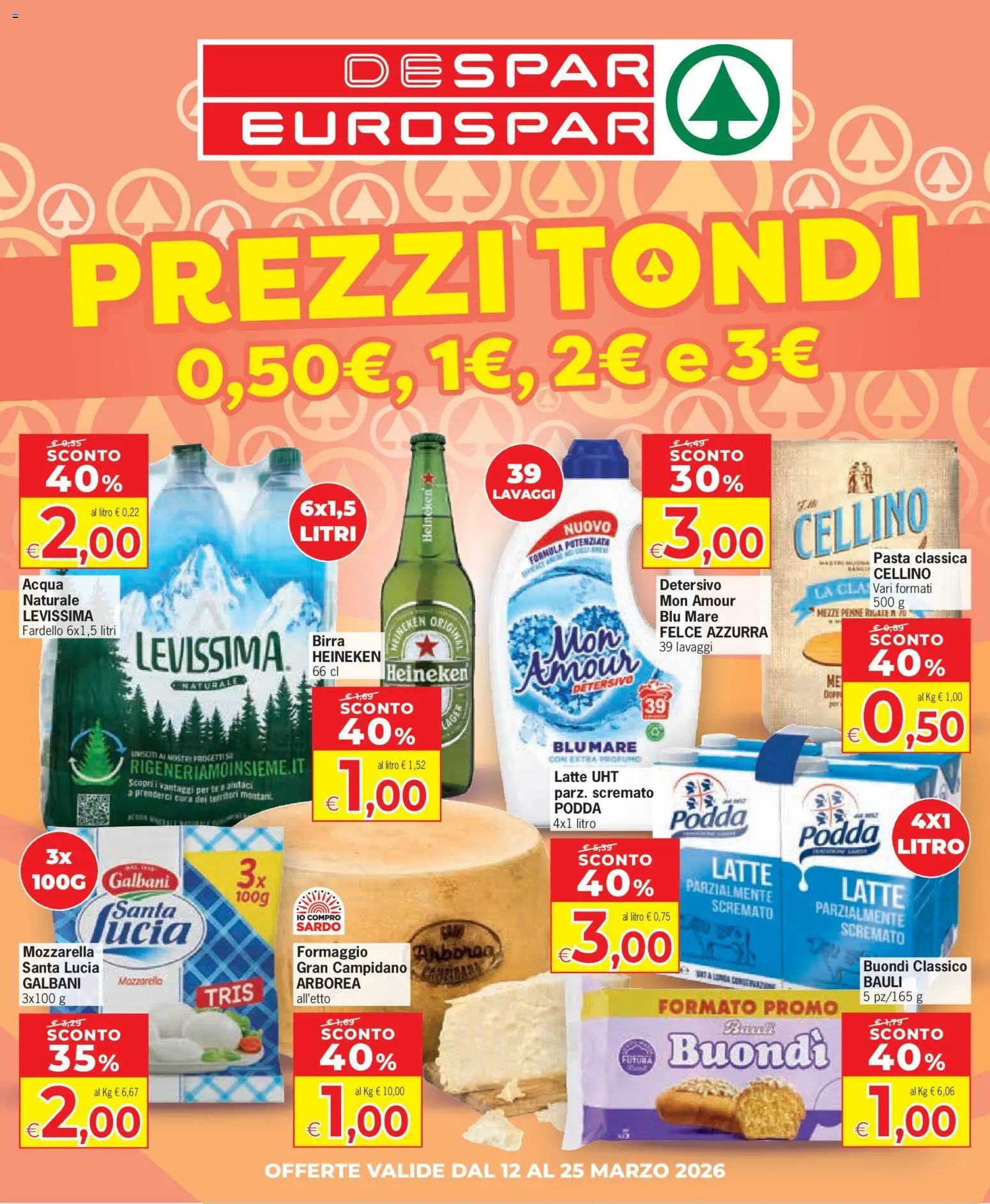 Volantino Eurospar del 12.03.2026 | Pagina: 1 | Prodotti: Birra, Formaggio, Heineken, Penne