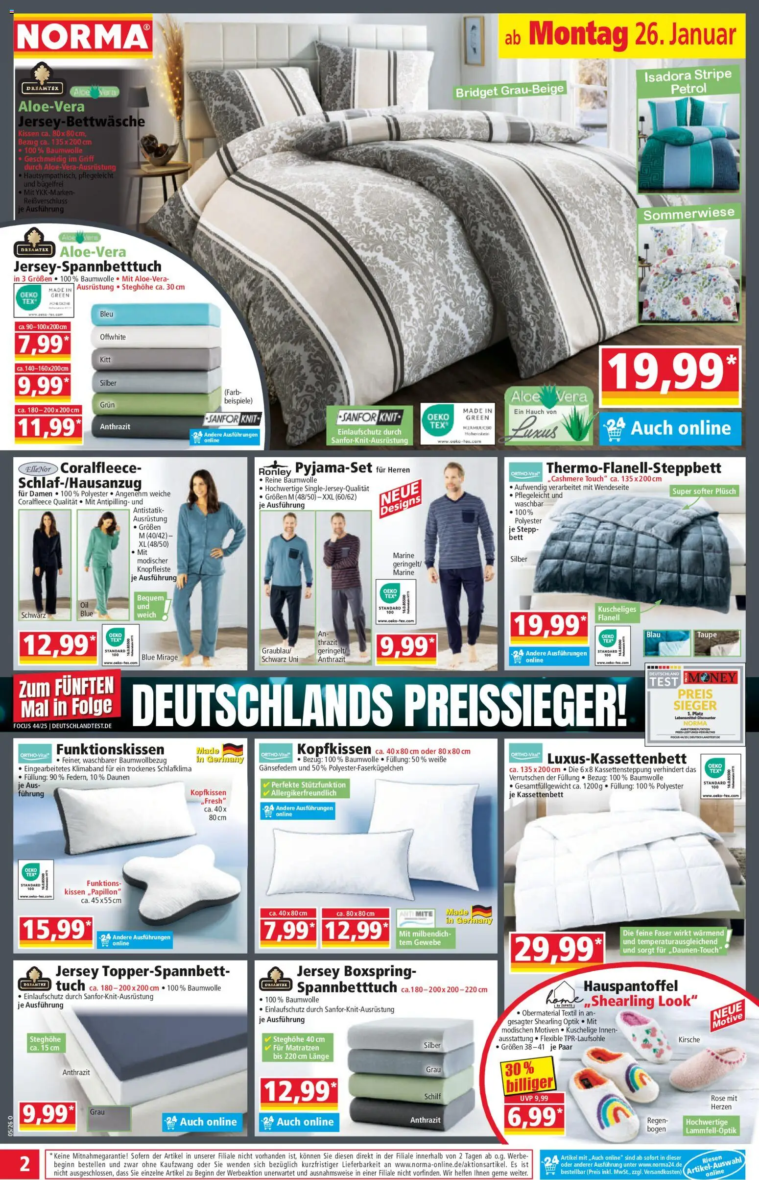 Norma Prospekt 	 – gültig ab 26.01.2026 | Seite: 2 | Produkte: Bett, Kissen, Kopfkissen