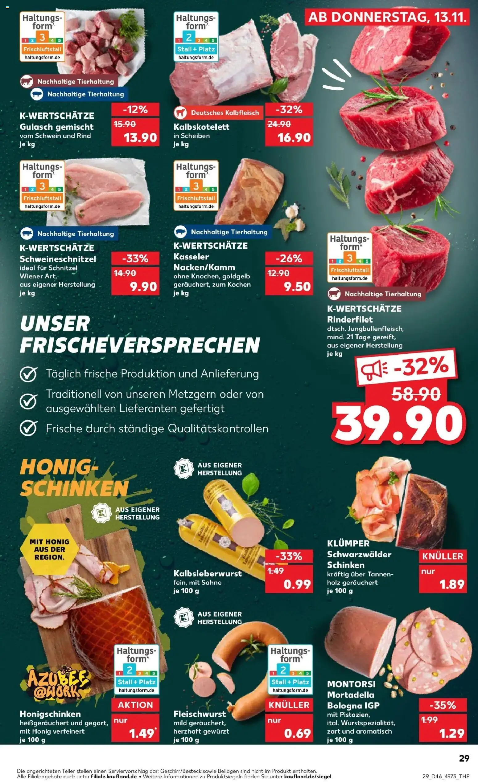 Kaufland prospekt Henstedt-Ulzburg	 – gültig ab 13.11.2025 | Seite: 29 | Produkte: Rinderfilet, Schnitzel, Gulasch, Sahne