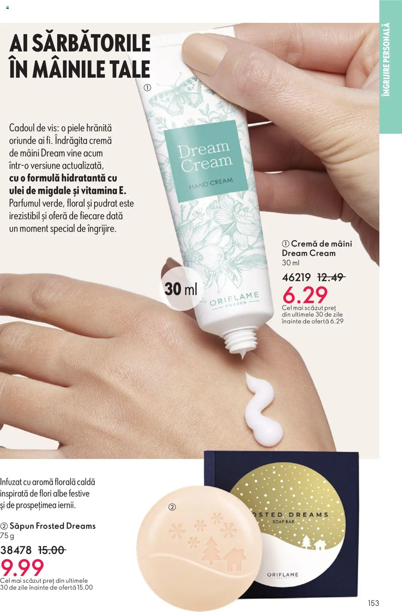 Noul catalog Oriflame – valabil de la 12.11.2025 | Pagină: 153 | Produse: Migdale, Cremă, Cremă de mâini, Săpun