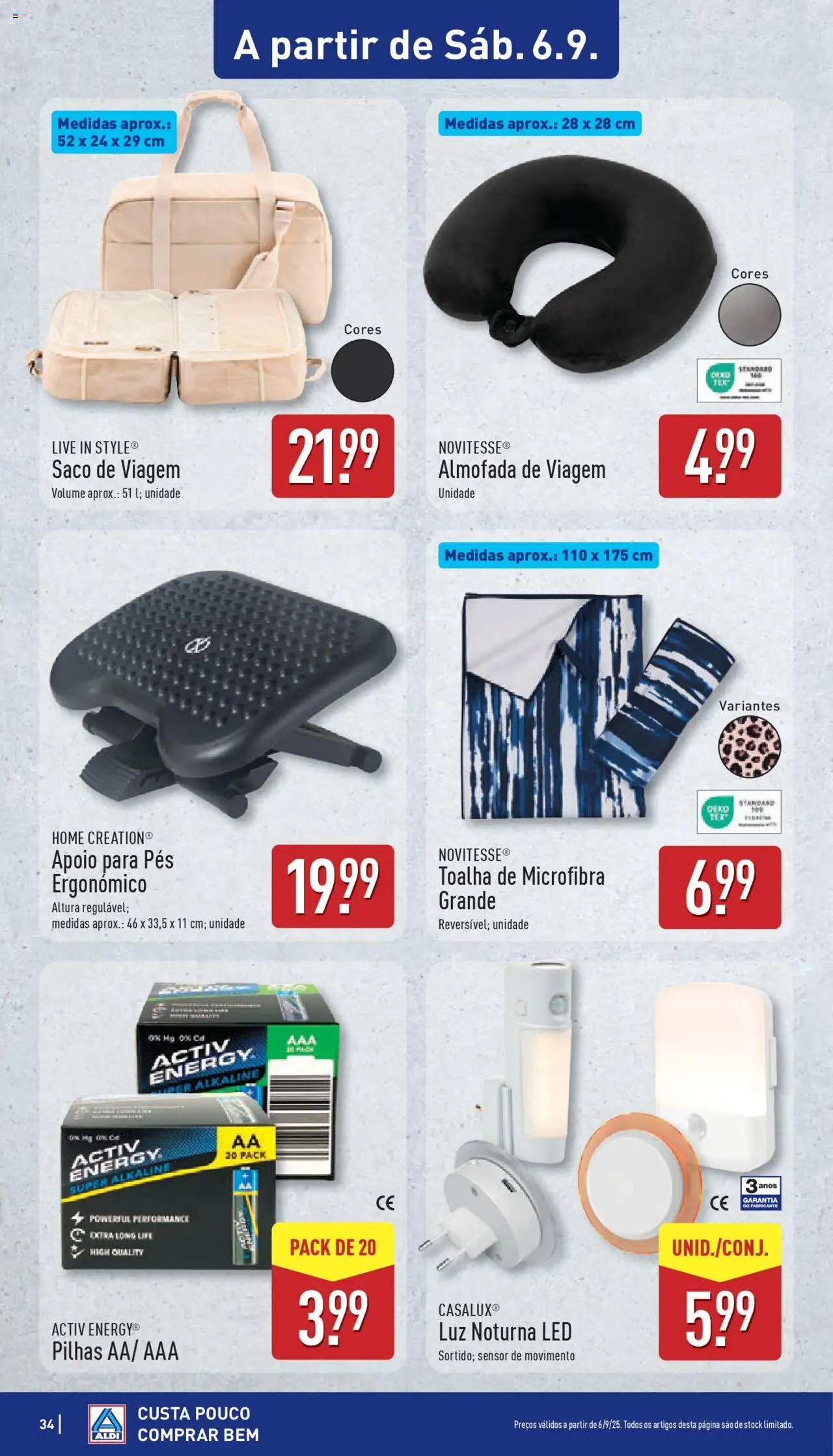 Aldi folheto │ válido de 01.09.2025 | Página: 34 | Produtos: Almofada, Pilhas