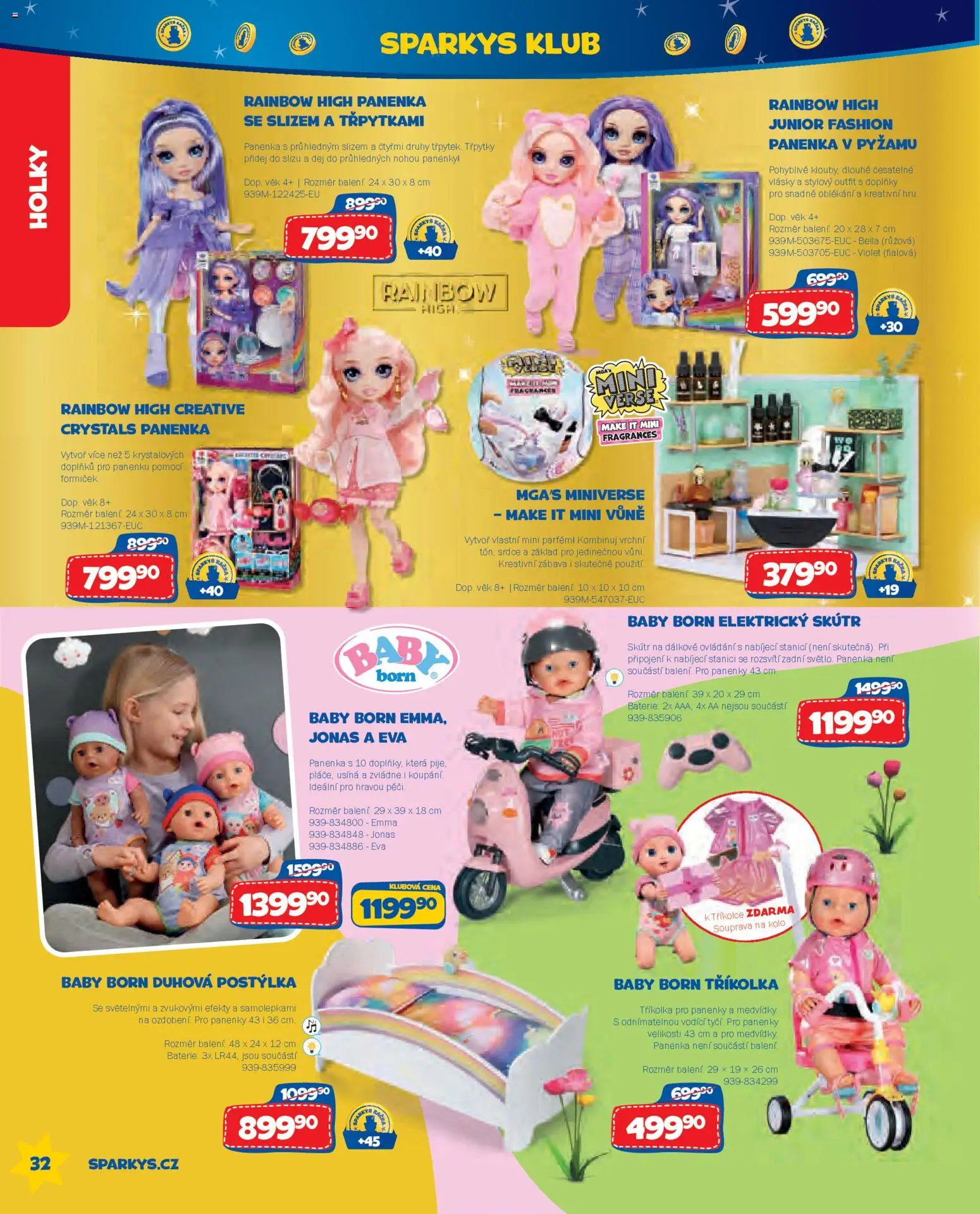 Sparkys katalog Léto 2026 od 01.05.2026 | Strana: 32 | Produkty: Panenka, Baterie, Tříkolka, Parfém