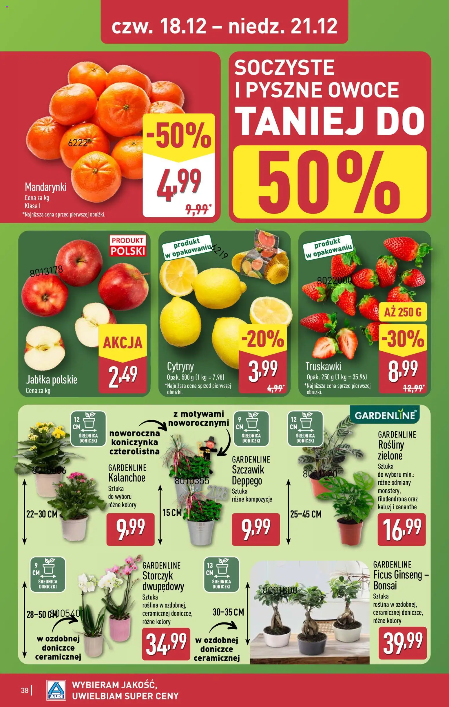Aldi Gazetka od 15.12.2025 | Strona: 38 | Produkty: Cytryny, Jabłka, Truskawki, Owoce