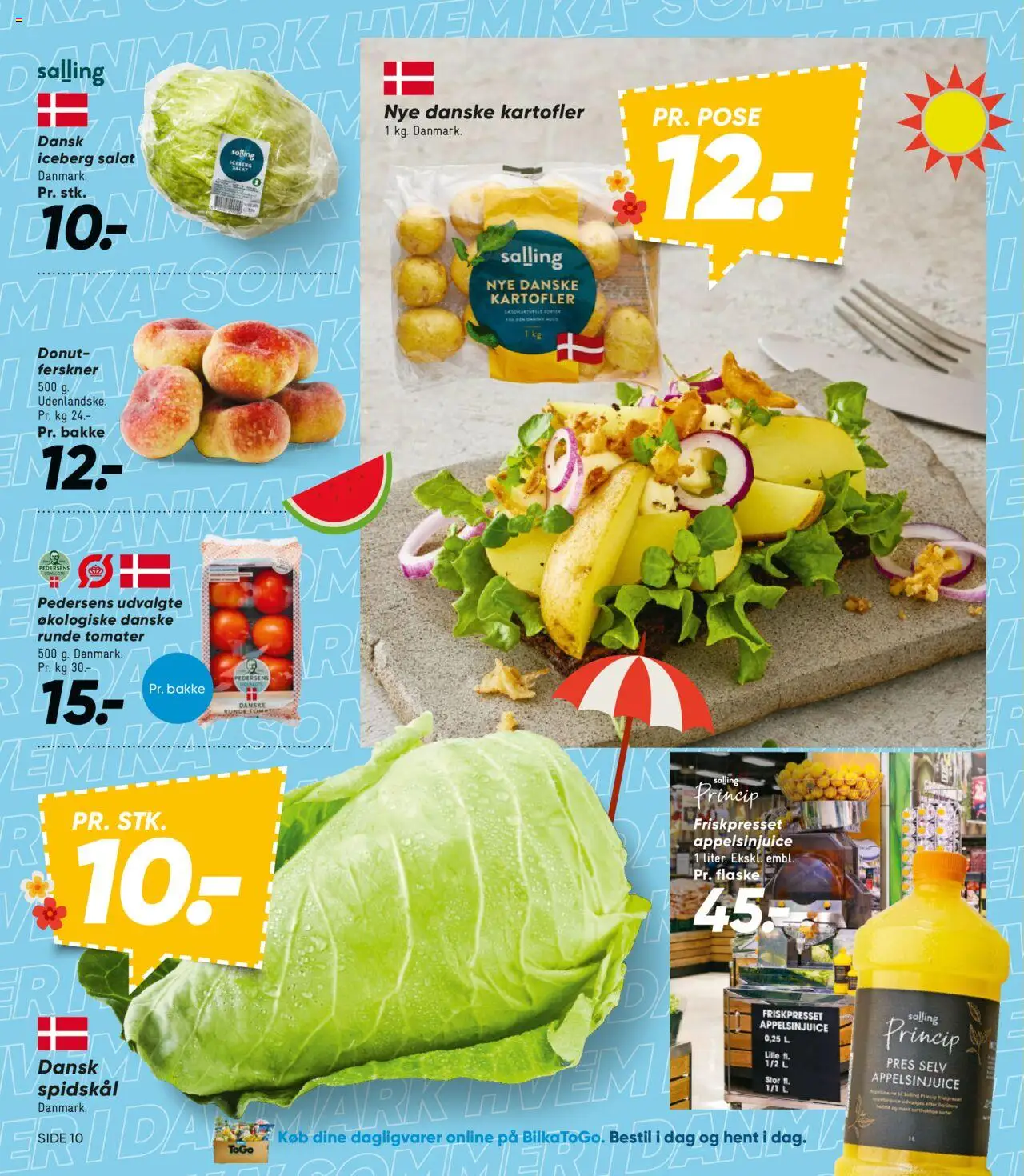 Bilka Tilbudsavis gyldig fra 04.07.2025 | Side: 10 | Produkter: Juice, Tomater, Ferskner, Spidskål