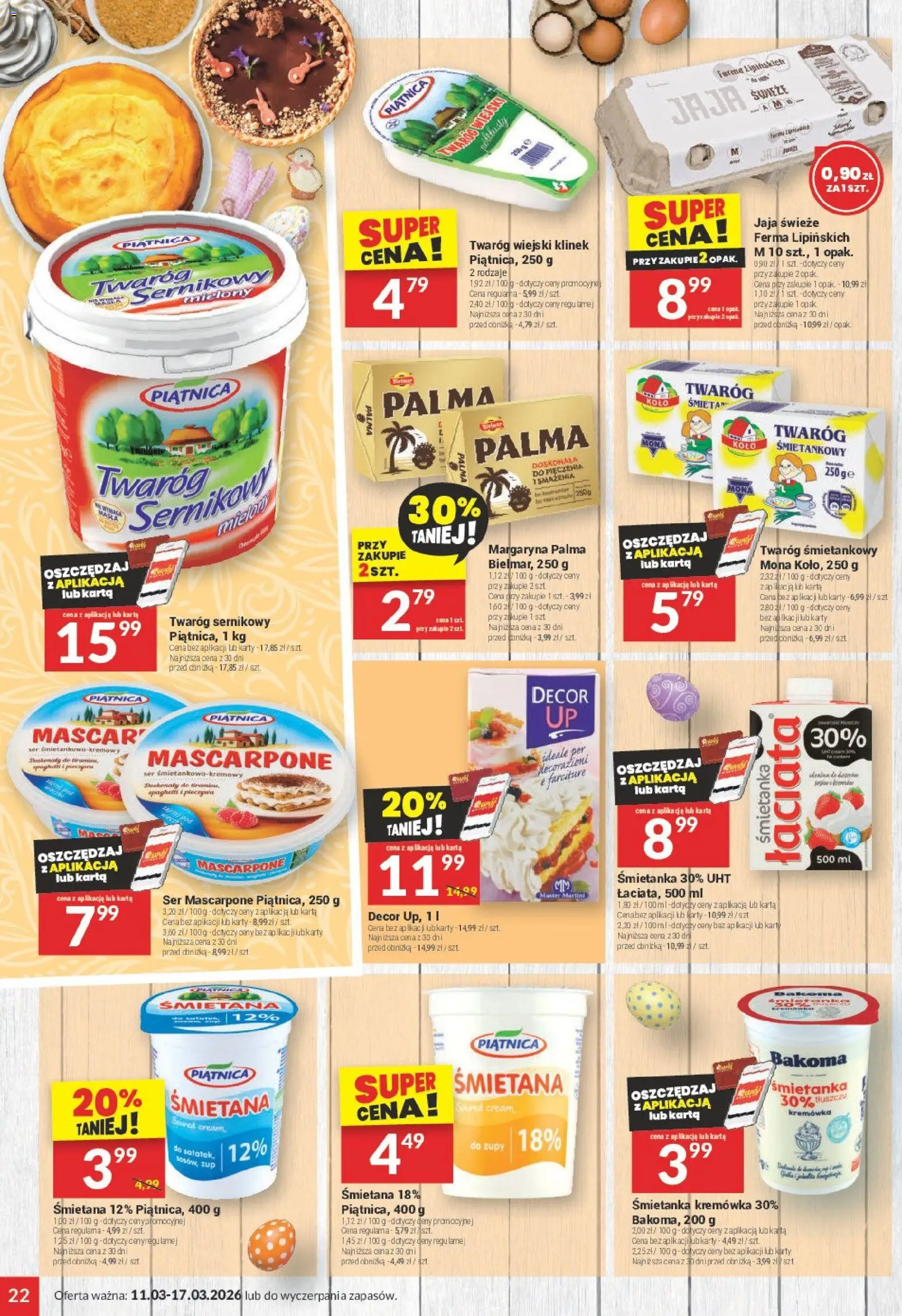 Twój Market gazetka od 11.03.2026 | Strona: 22 | Produkty: Mascarpone, Ser mascarpone, Śmietana, Twaróg