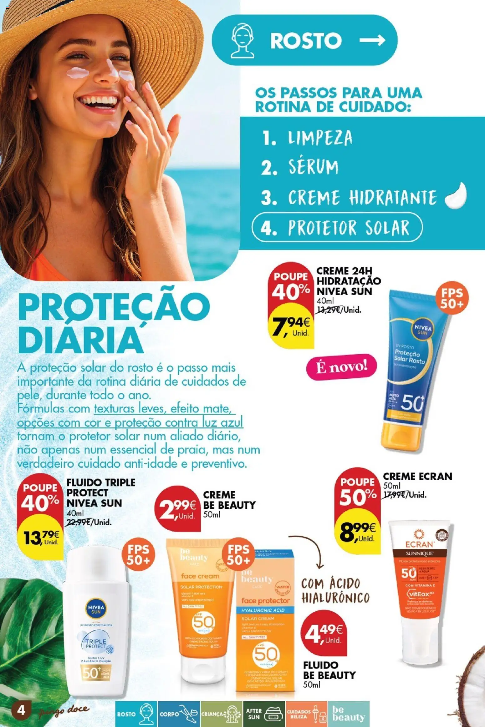 Pingo Doce Catálogo de solares 2026 │ válido de 24.03.2026 | Página: 4 | Produtos: Protetor solar, Sérum, Creme