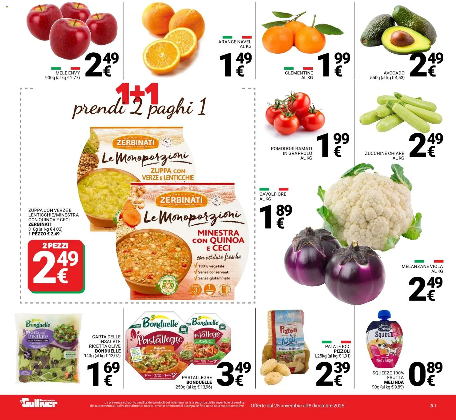 Volantino Gulliver del 25.11.2025 | Pagina: 3 | Prodotti: Mele, Arance, Verdure, Cavolfiore