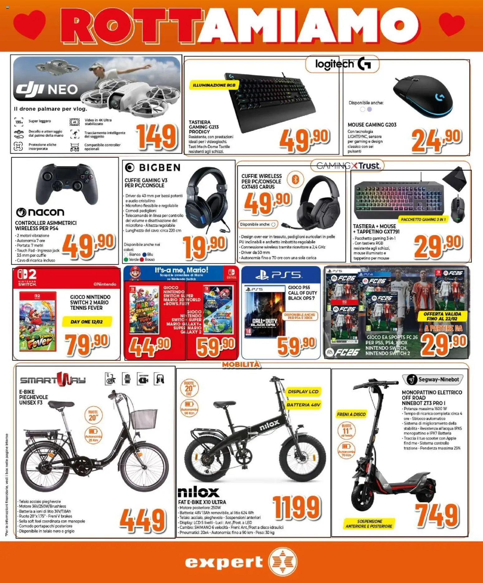 Volantino Expert del 12.02.2026 | Pagina: 7 | Prodotti: Monopattino, Drone, Tastiera, Disco