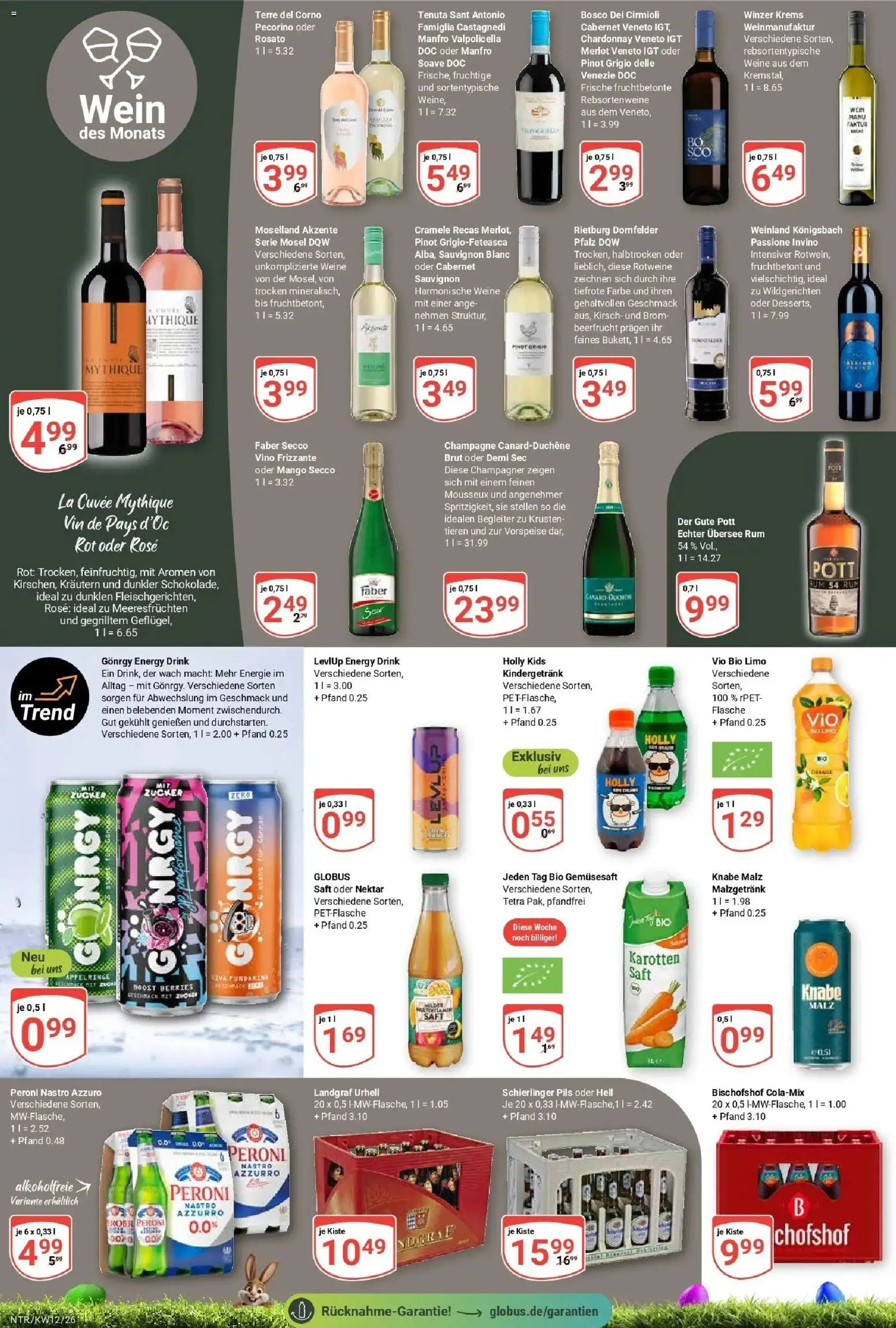 Globus prospekt Neutraubling	 – gültig ab 15.03.2026 | Seite: 15 | Produkte: Energy, Rum, Merlot, Saft