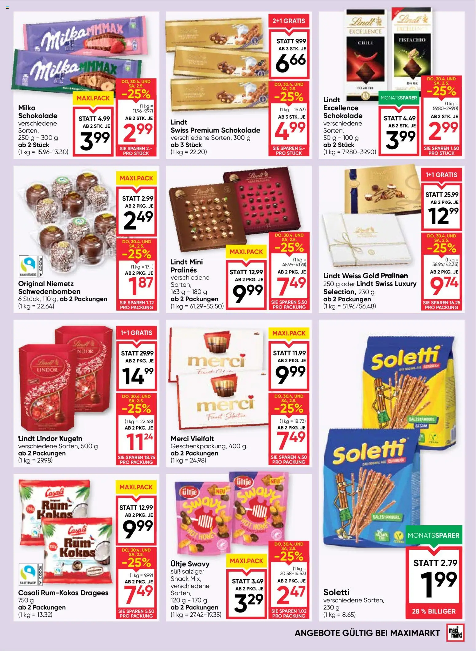 Maximarkt Flugblatt gültig ab 30.04.2026 | Seite: 11 | Produkte: Schokolade