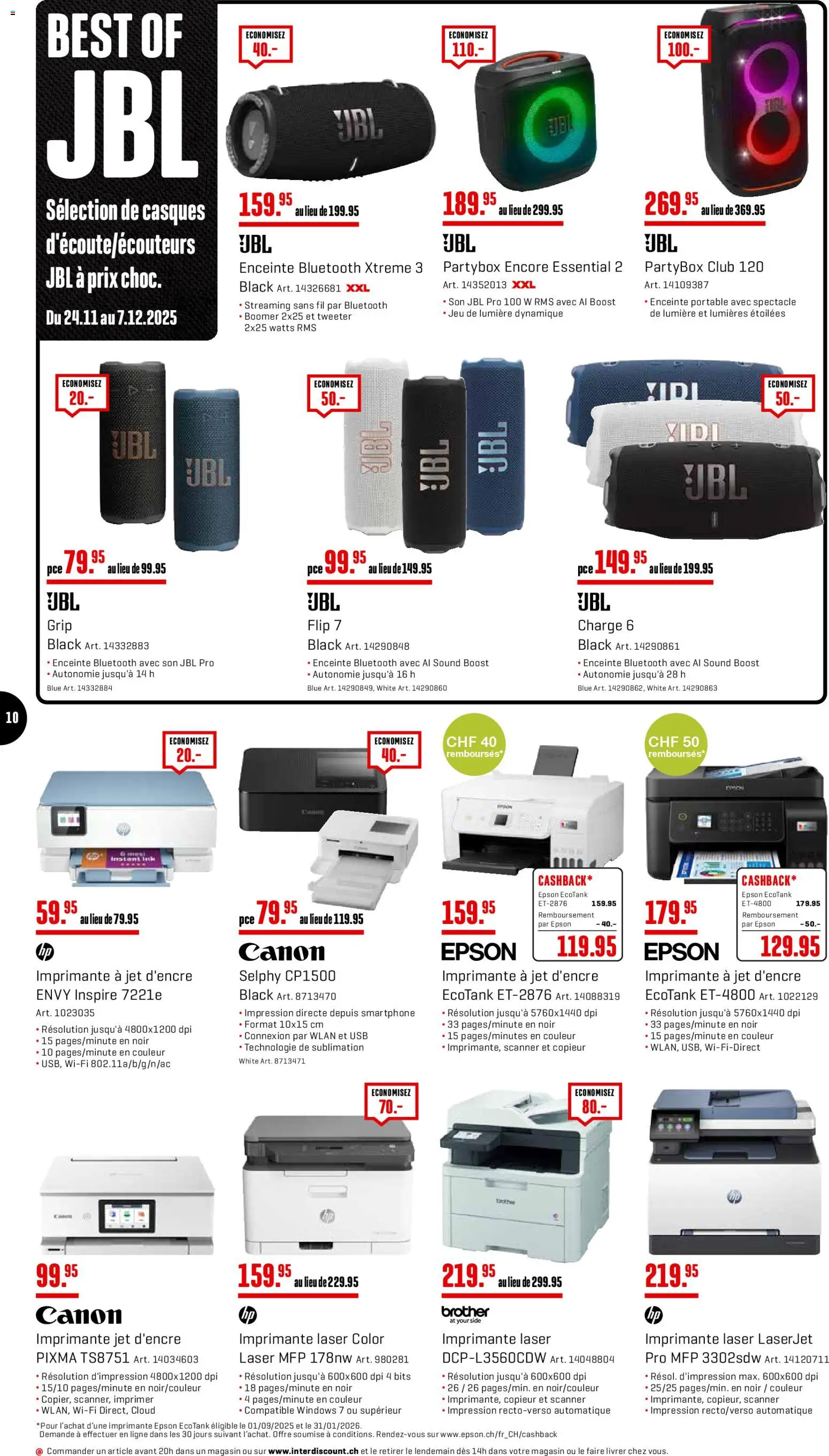 Interdiscount Black Friday FR – gültig ab 24.11.2025 | Seite: 10 | Produkte: Smartphone, Usb, Epson