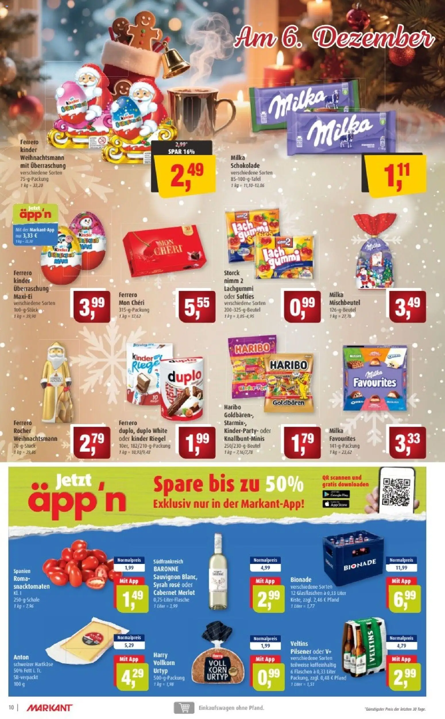 Markant Prospekt 	 – gültig ab 01.12.2025 | Seite: 10 | Produkte: Schokolade, Bionade, Milka, Kinder riegel