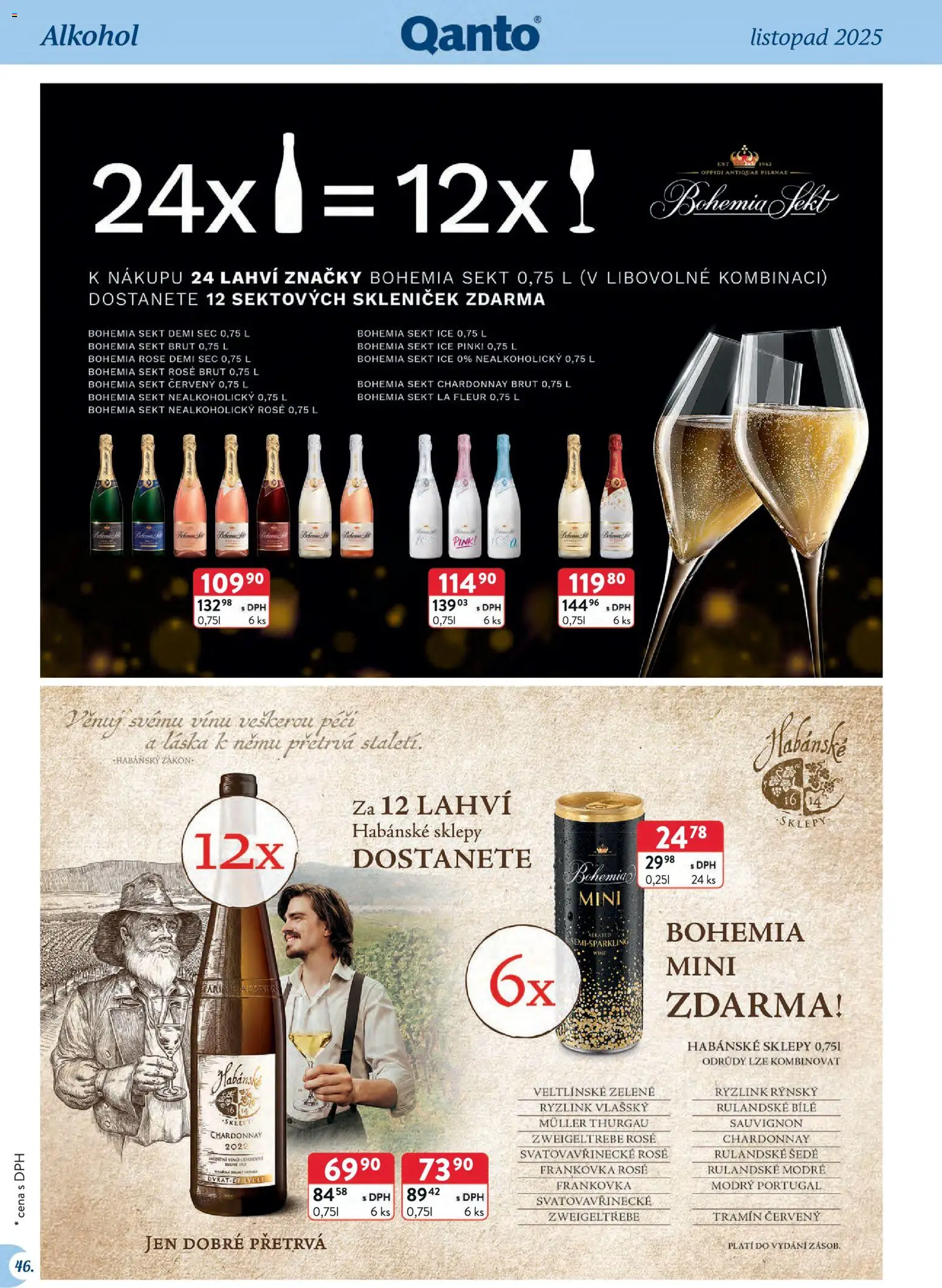 Astur & Qanto - Leták - Velkoobchod 11/2025 od 01.11.2025 | Strana: 46 | Produkty: Bohemia sekt, Bohemia Sekt Brut, Bohemia Sekt Ice, Tramín červený
