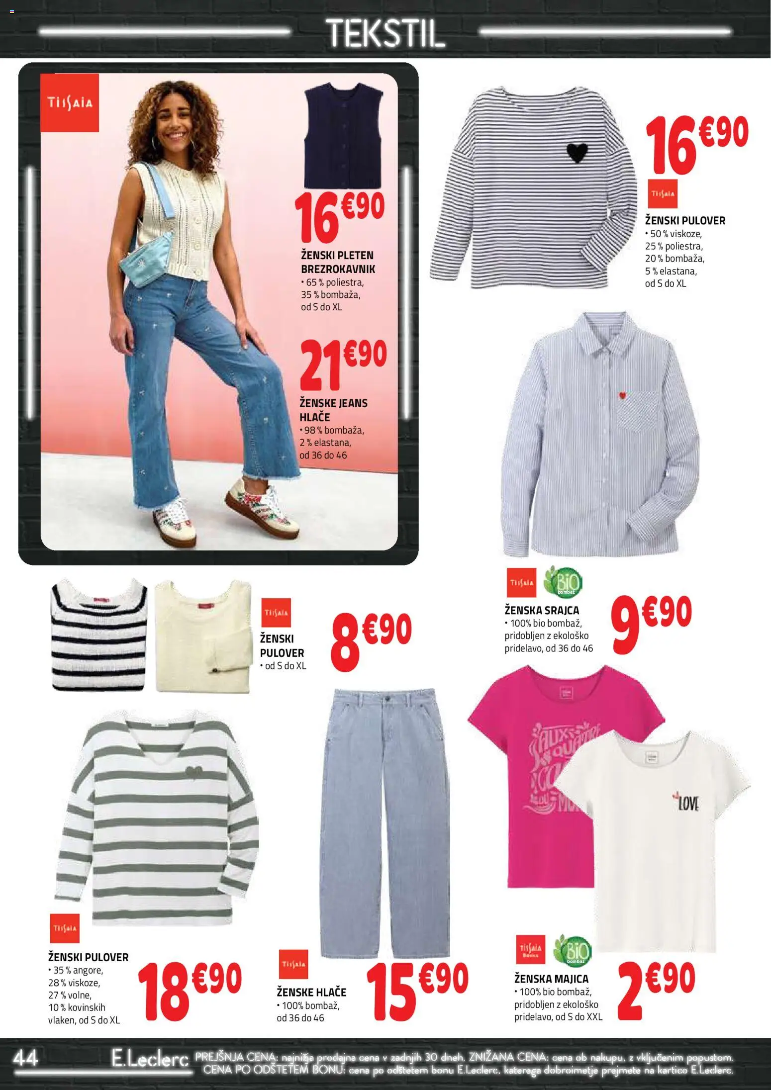 Novi E.leclerc katalog ponudbe – veljaven od 25.02.2026 | Stran: 44 | Izdelki: Srajca, Majica, Pulover, Brezrokavnik