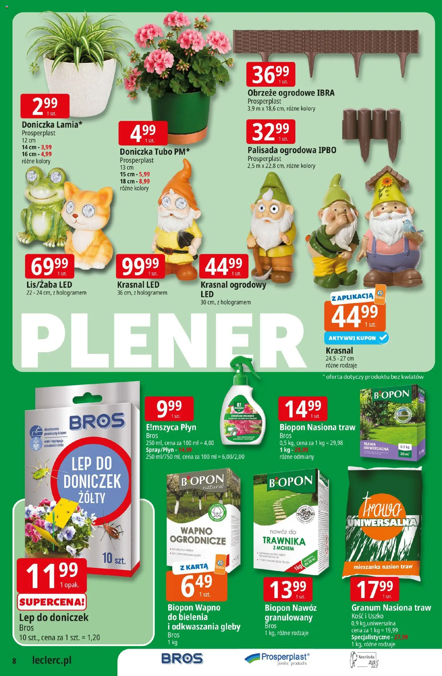 E.Leclerc gazetka - Zielona Góra od 08.04.2026 | Strona: 8 | Produkty: Karta, Palisada ogrodowa, Nasiona, Doniczka