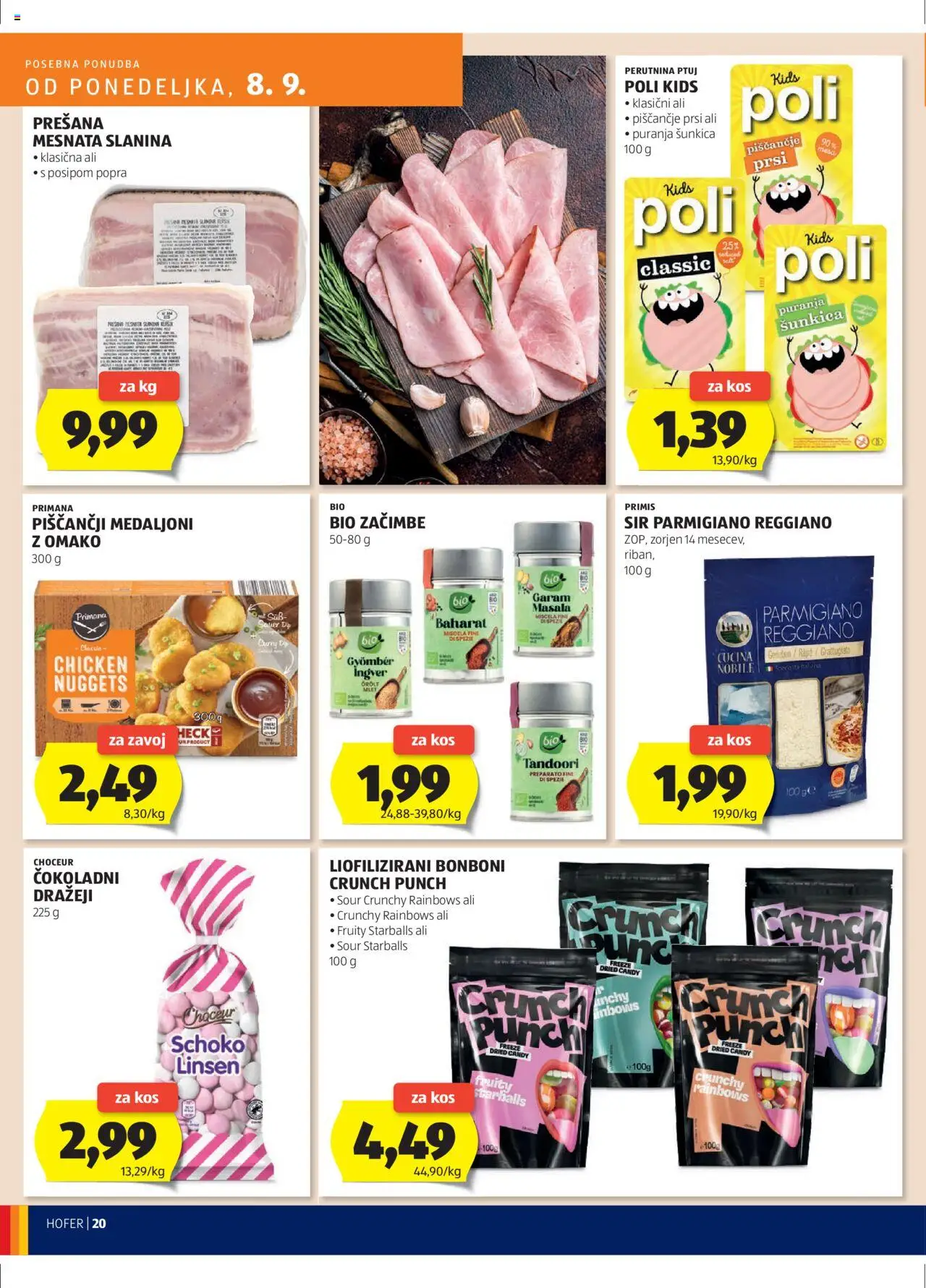 Hofer SI katalog | vrijedi od 04.09.2025 | Stranica: 20 | Proizvodi: Sir, Slanina, Perutnina Ptuj, Curry