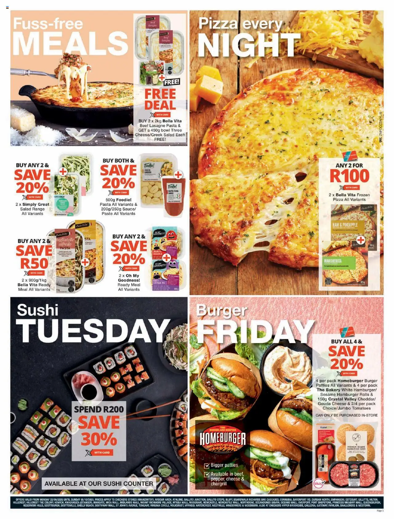 New Checkers catalogue – valid from 22.09.2025 | Page: 3 | Products: Buns, Ham, Beef, Pineapple