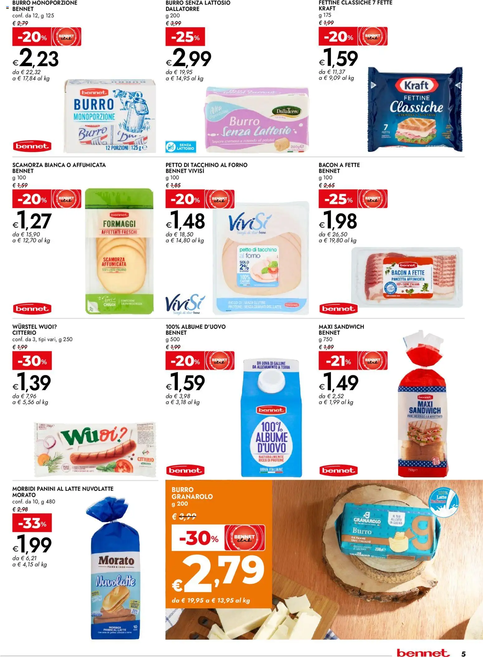 Volantino bennet del 19.02.2026 | Pagina: 5 | Prodotti: Uova, Tacchino, Wurstel, Terra