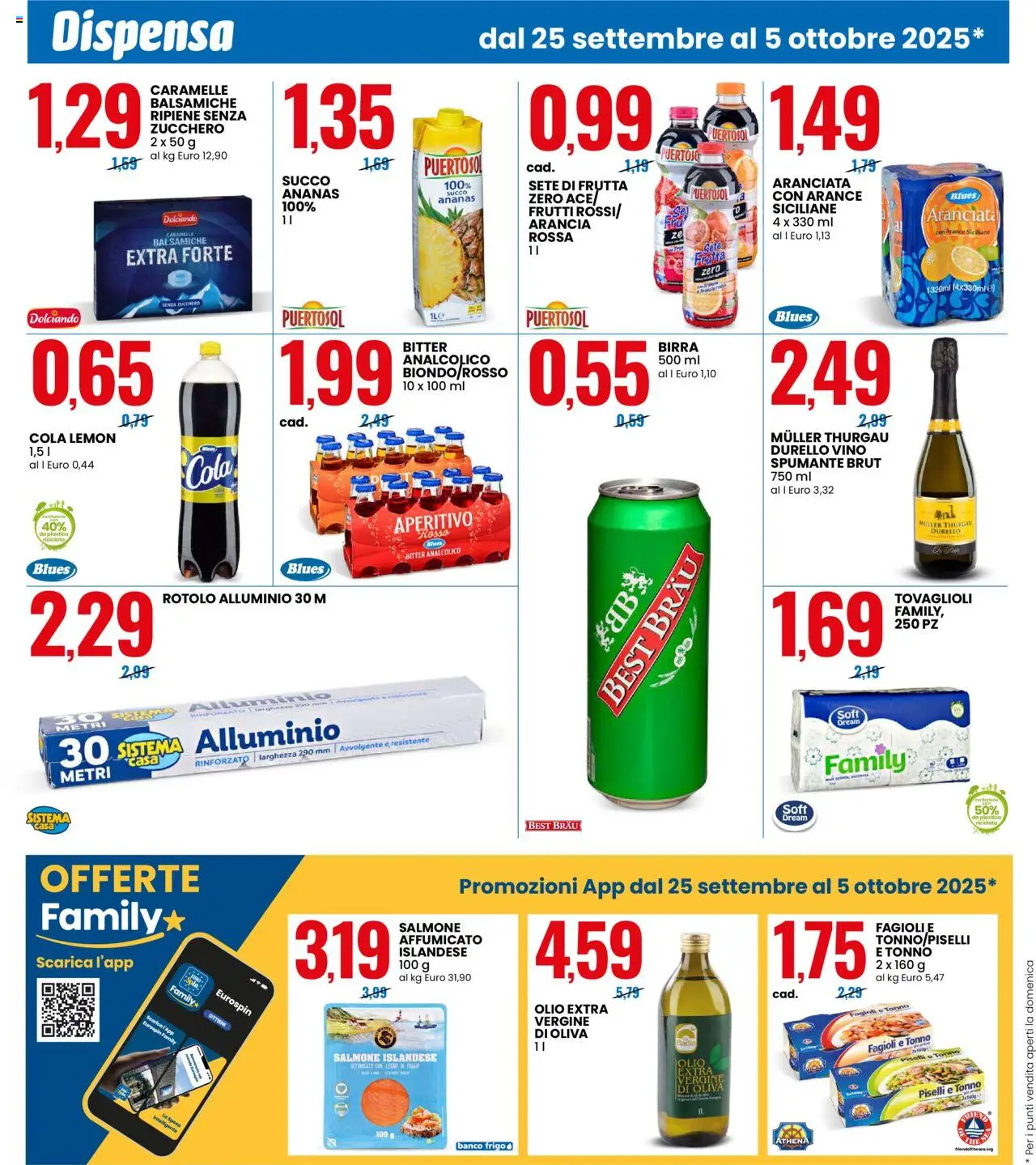 Volantino Eurospin del 25.09.2025 | Pagina: 4 | Prodotti: Frutta, Vino, Ananas, Piselli