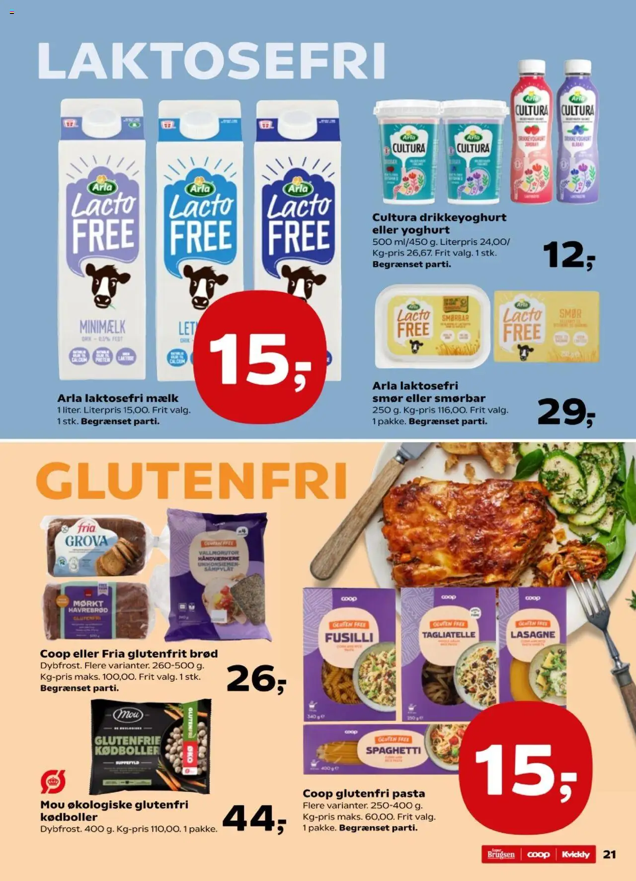 Kvickly tilbudsavis – gyldig fra 26.09.2025 | Side: 21 | Produkter: Smør, Yoghurt, Pasta, Drikkeyoghurt